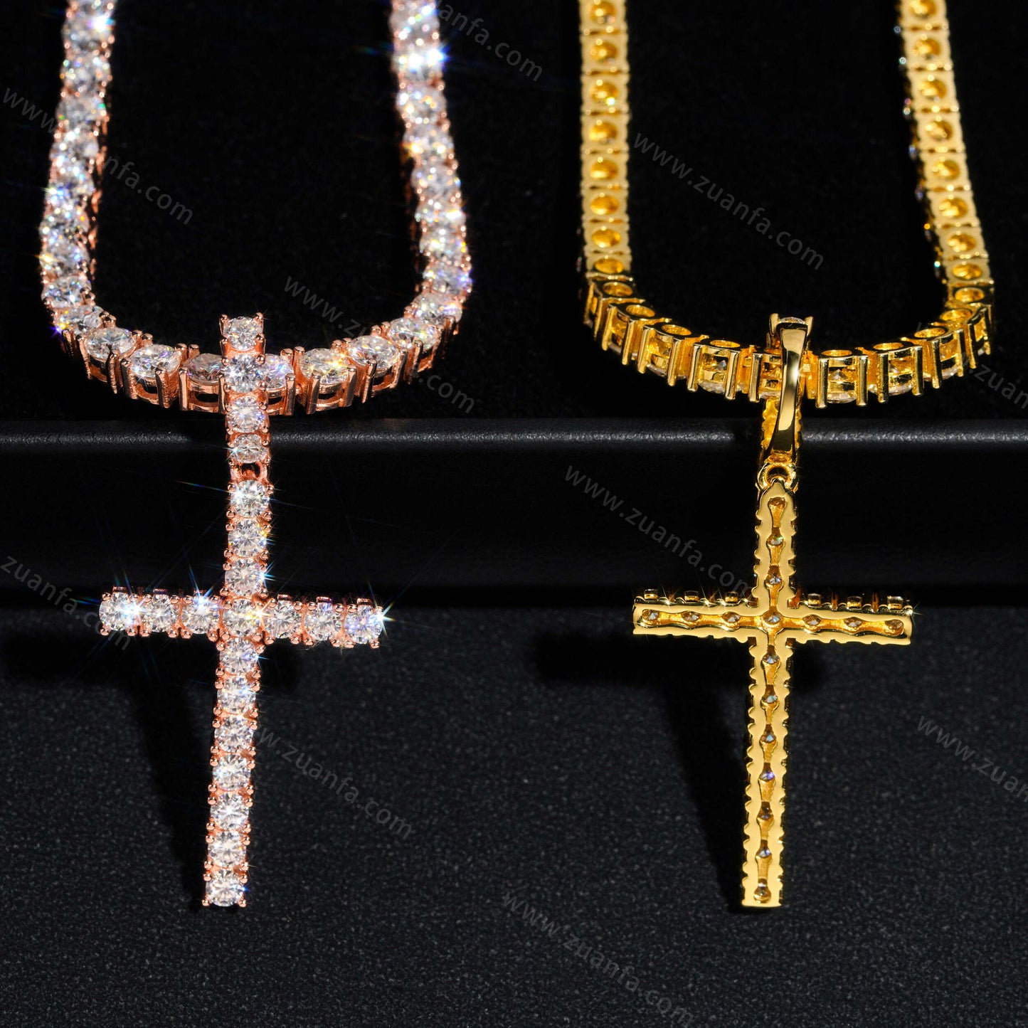 Hip Hop 3.0MM Moissanite Cross Pendant 18k Gold