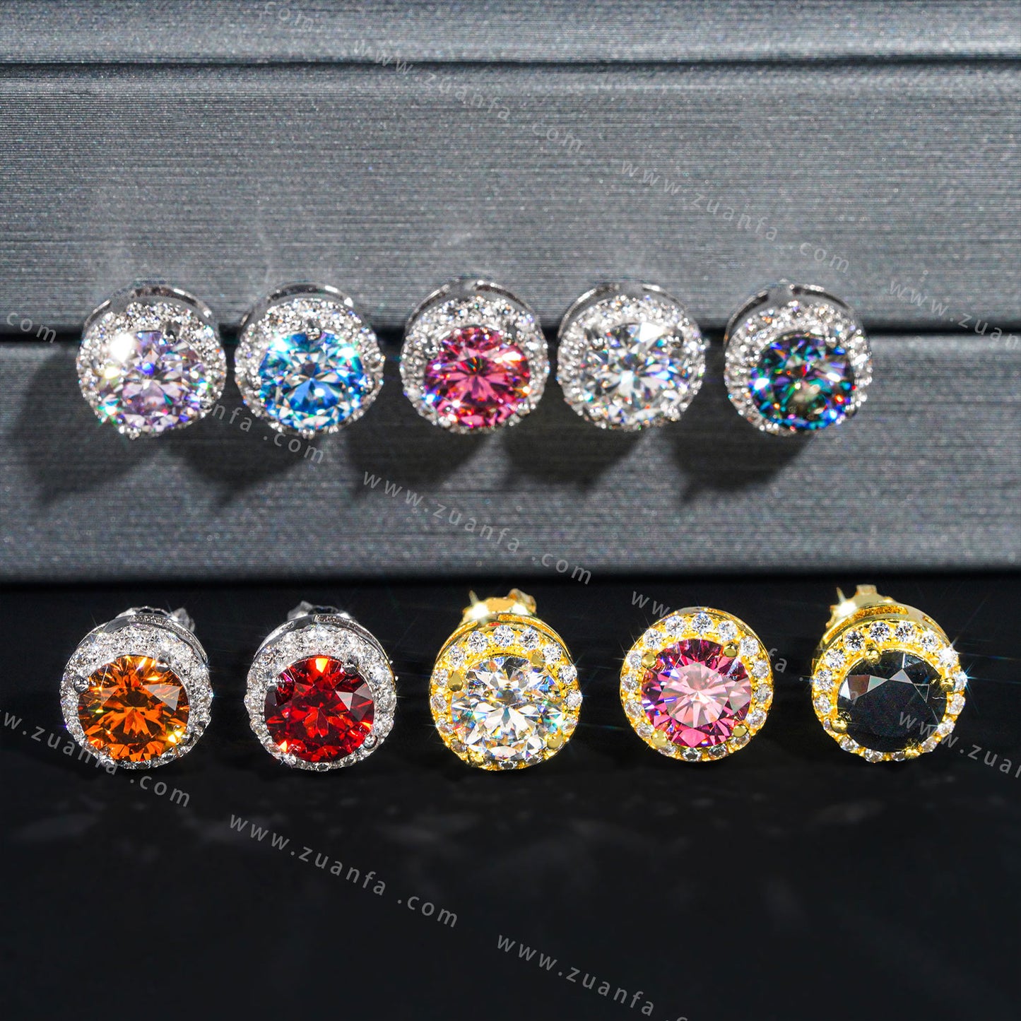 Various Color Moissanite Stud Earring 18K Gold