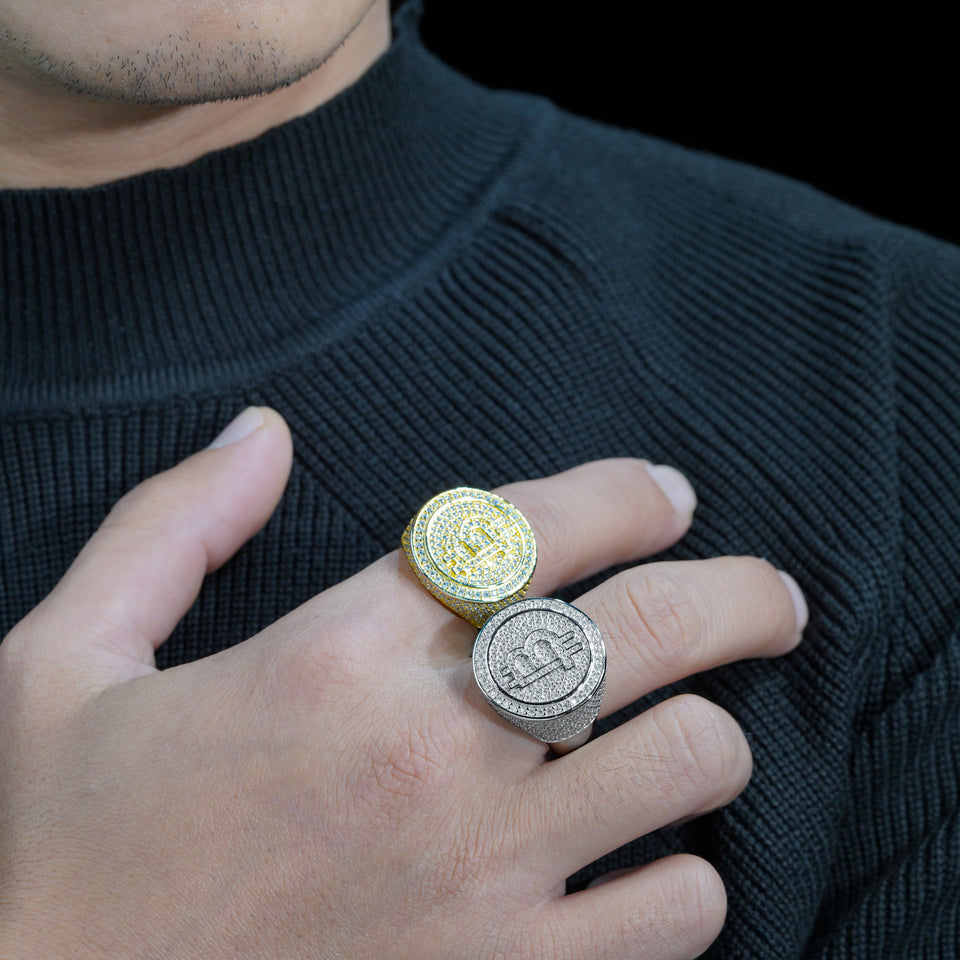 Hip hop jewelry custom moissanite diamond bitcoin ring for men