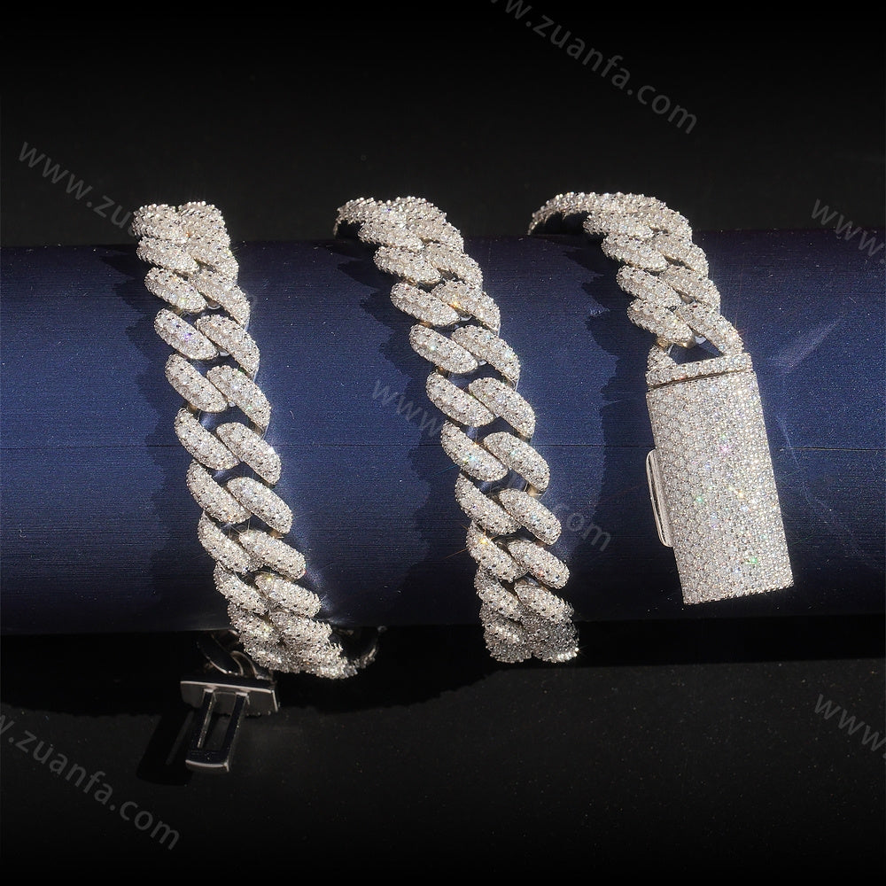 Moon Shape 13MM Moissanite Cuban Link Chain