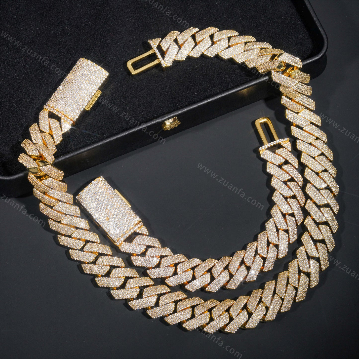 Four Row Diamond 18MM Cuban Link Chain