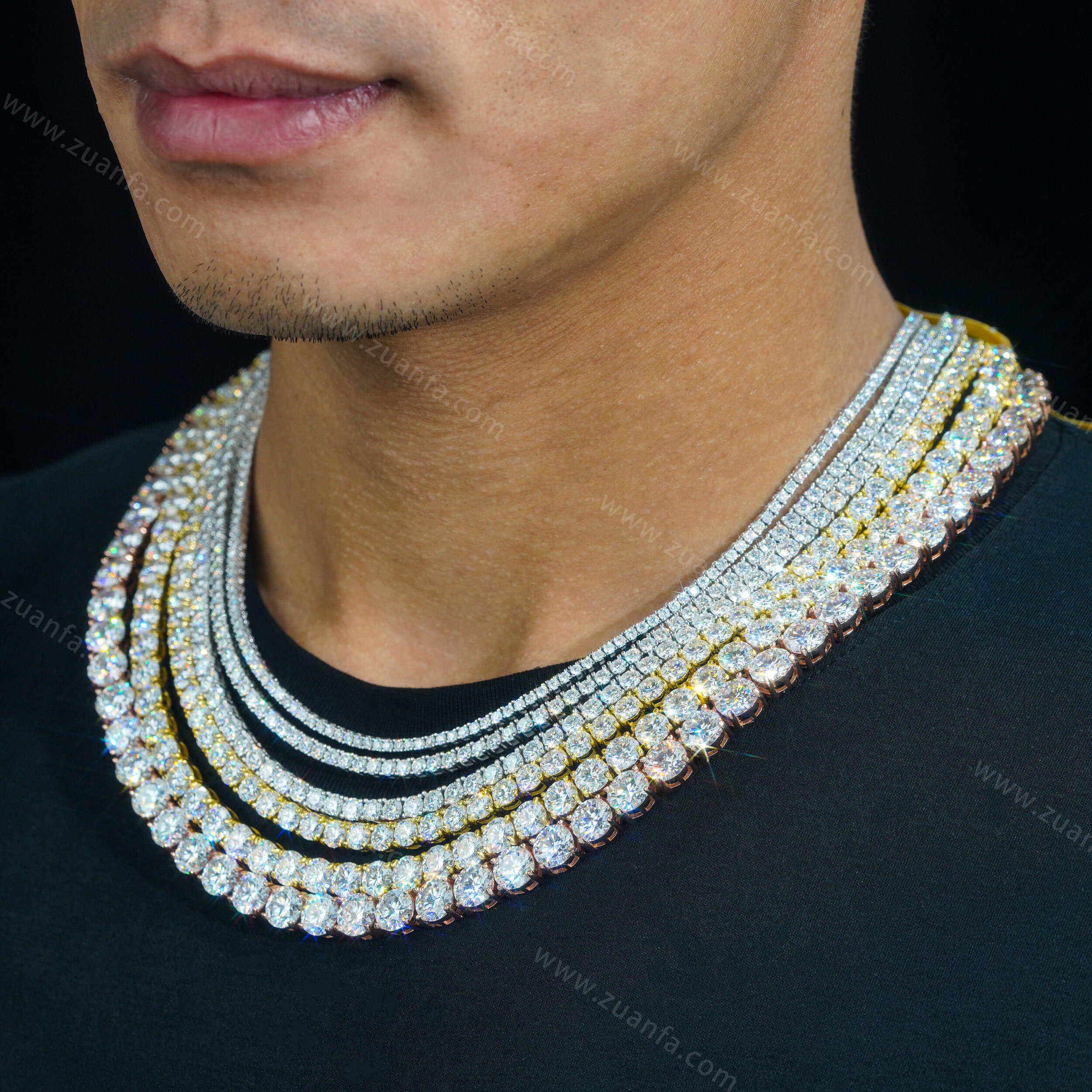 GRA 2mm 3mm 4mm 5mm 6.5mm 8mm moissanite diamond tennis necklace