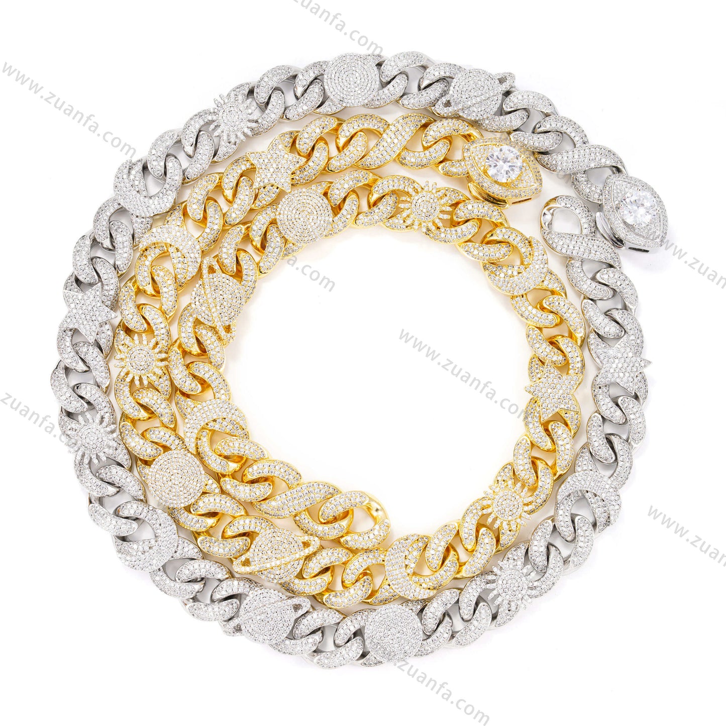 Fashion Hip Hop New Design 15MM Infinity Diamond Cuban Link Chain