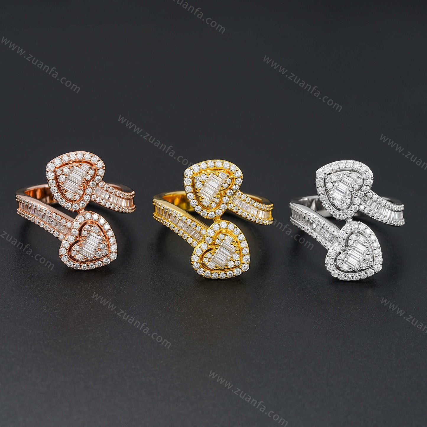 Iced Out Fashion Hip Hop High Quality Heart Moissanite Ring