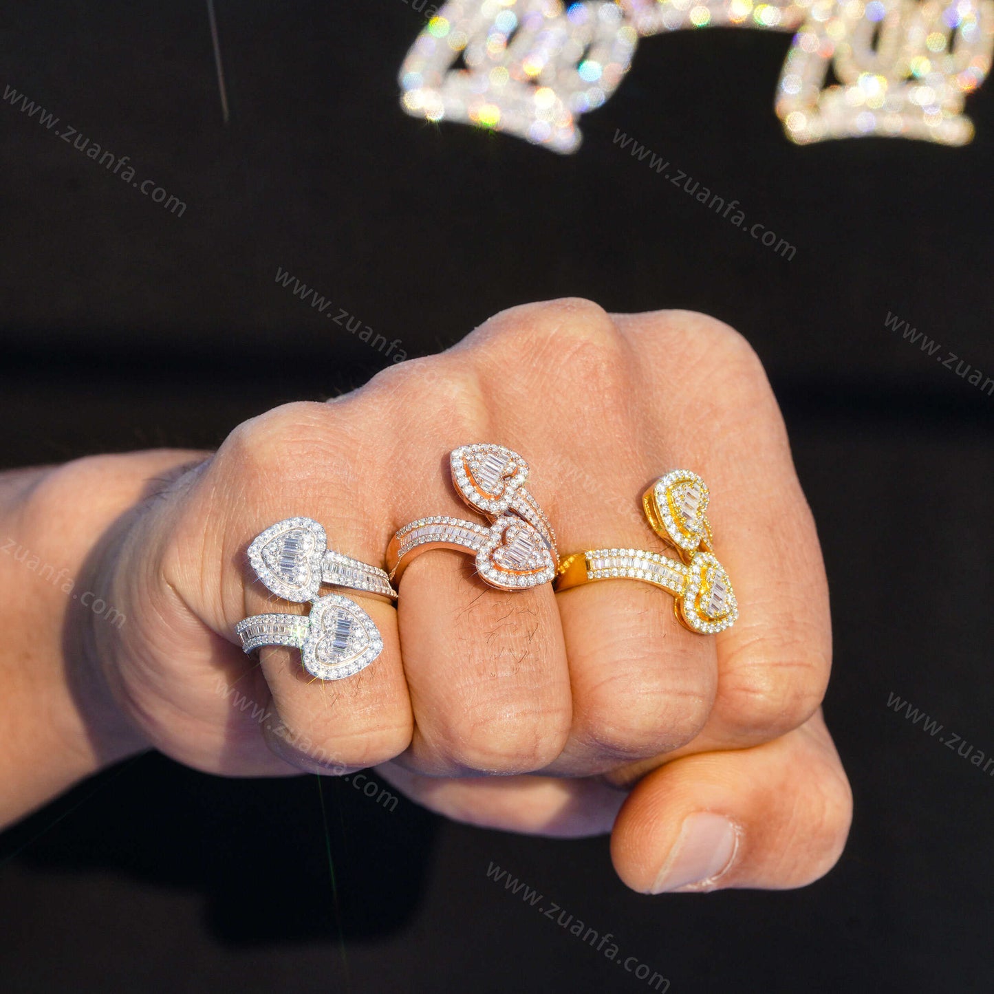 Iced Out Fashion Hip Hop High Quality Heart Moissanite Ring