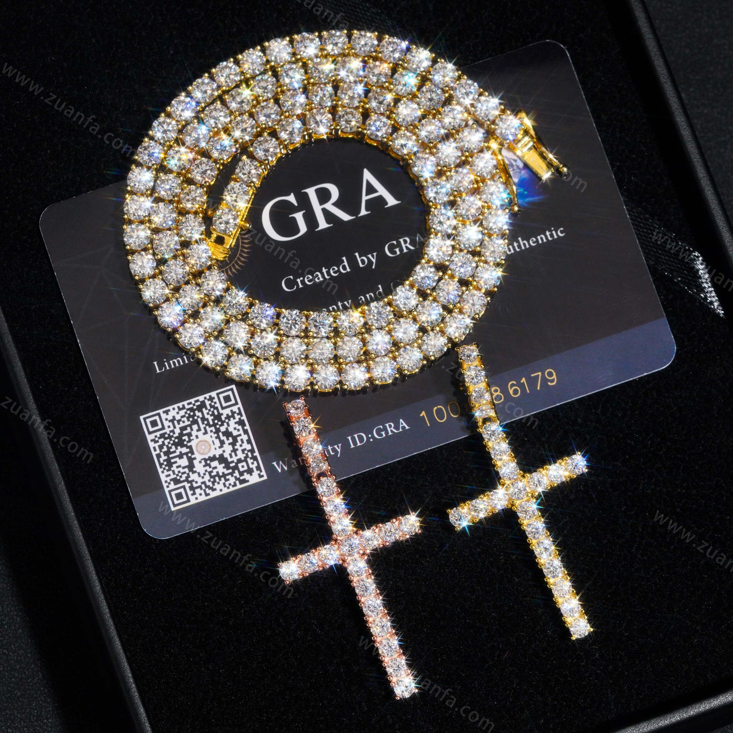 Hip Hop 3.0MM Moissanite Cross Pendant 18k Gold