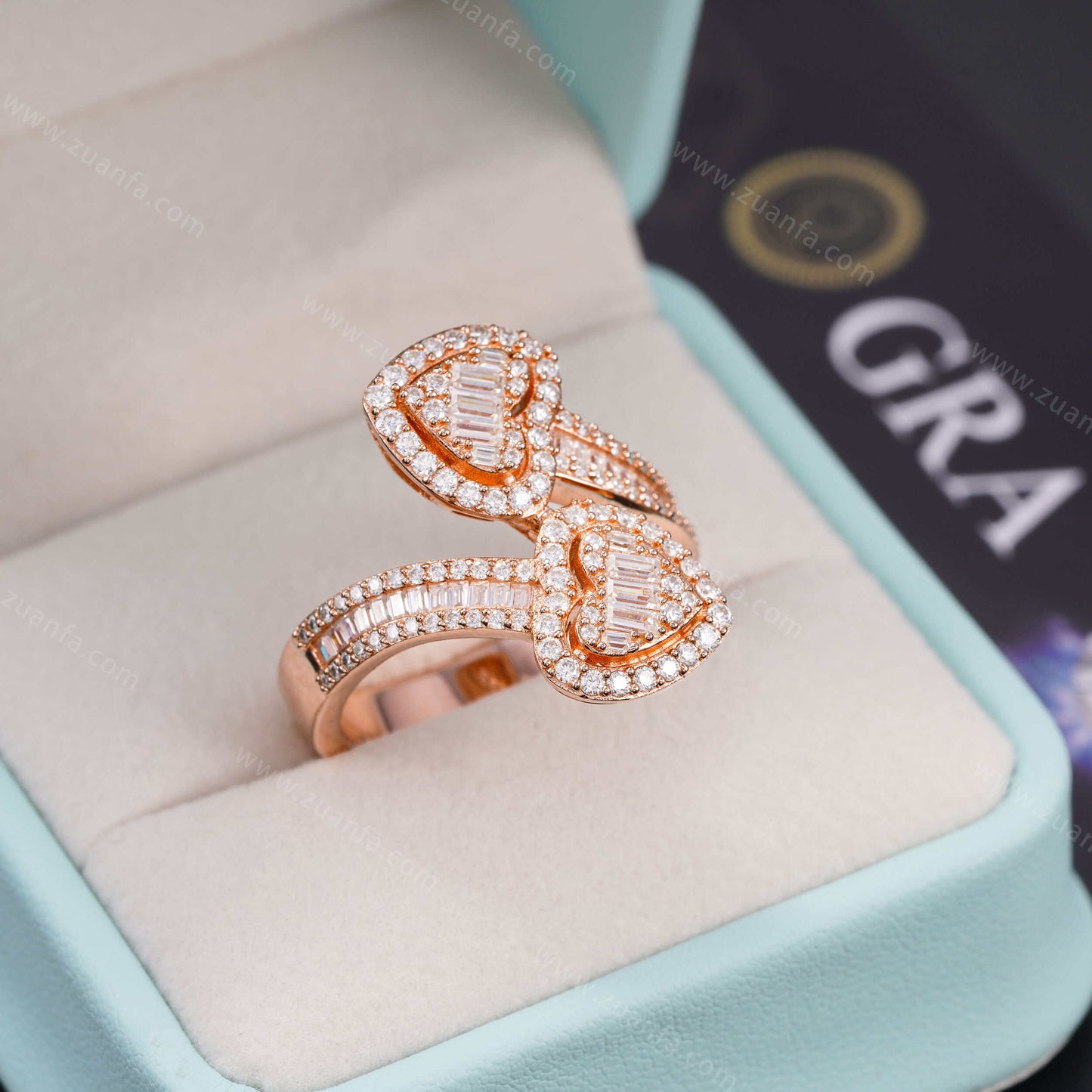 Iced Out Fashion Hip Hop High Quality Heart Moissanite Ring