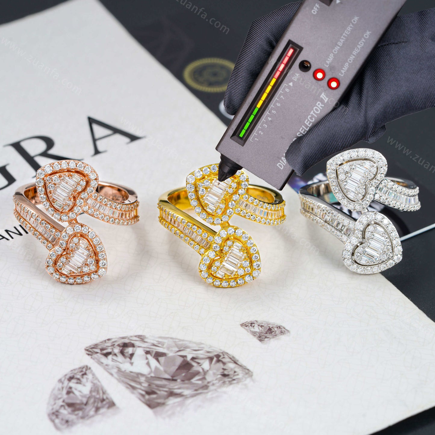 Iced Out Fashion Hip Hop High Quality Heart Moissanite Ring