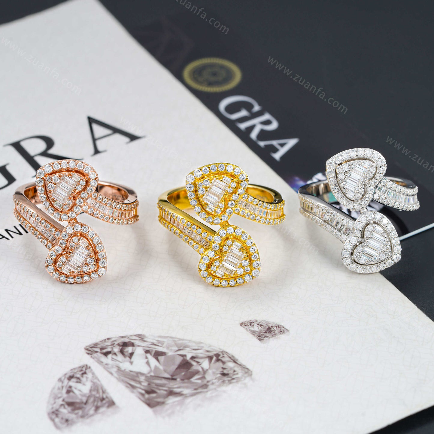 Iced Out Fashion Hip Hop High Quality Heart Moissanite Ring
