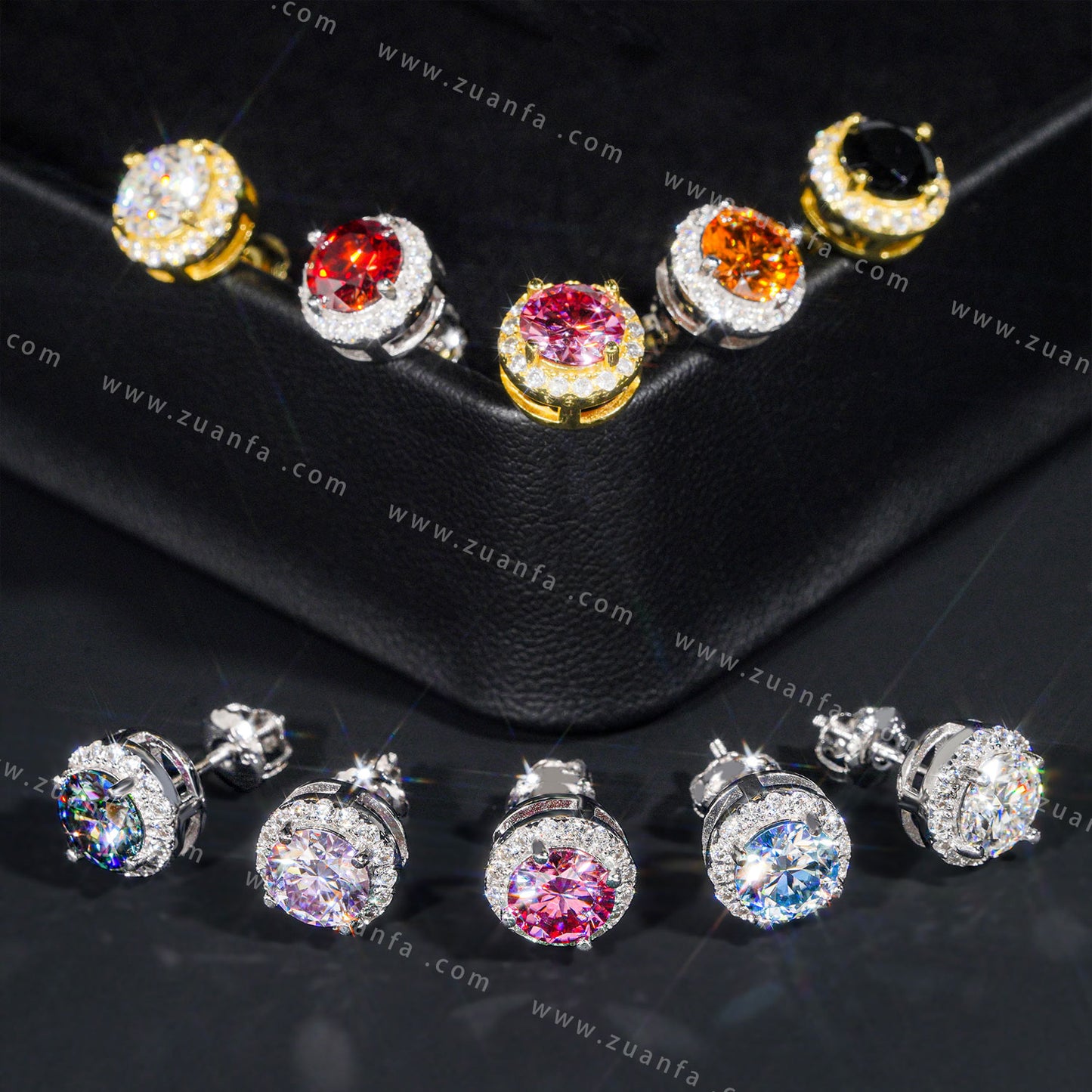Various Color Moissanite Stud Earring 18K Gold