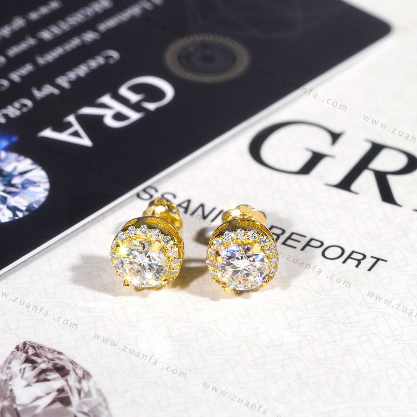 Various Color Moissanite Stud Earring 18K Gold