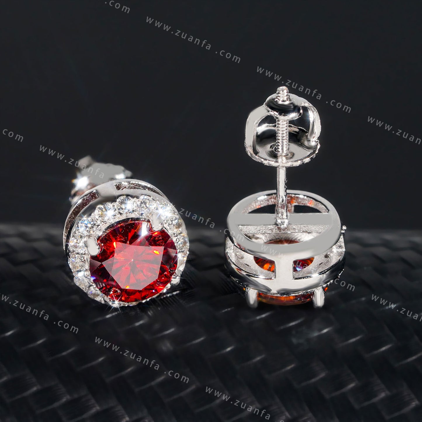 Various Color Moissanite Stud Earring 18K Gold