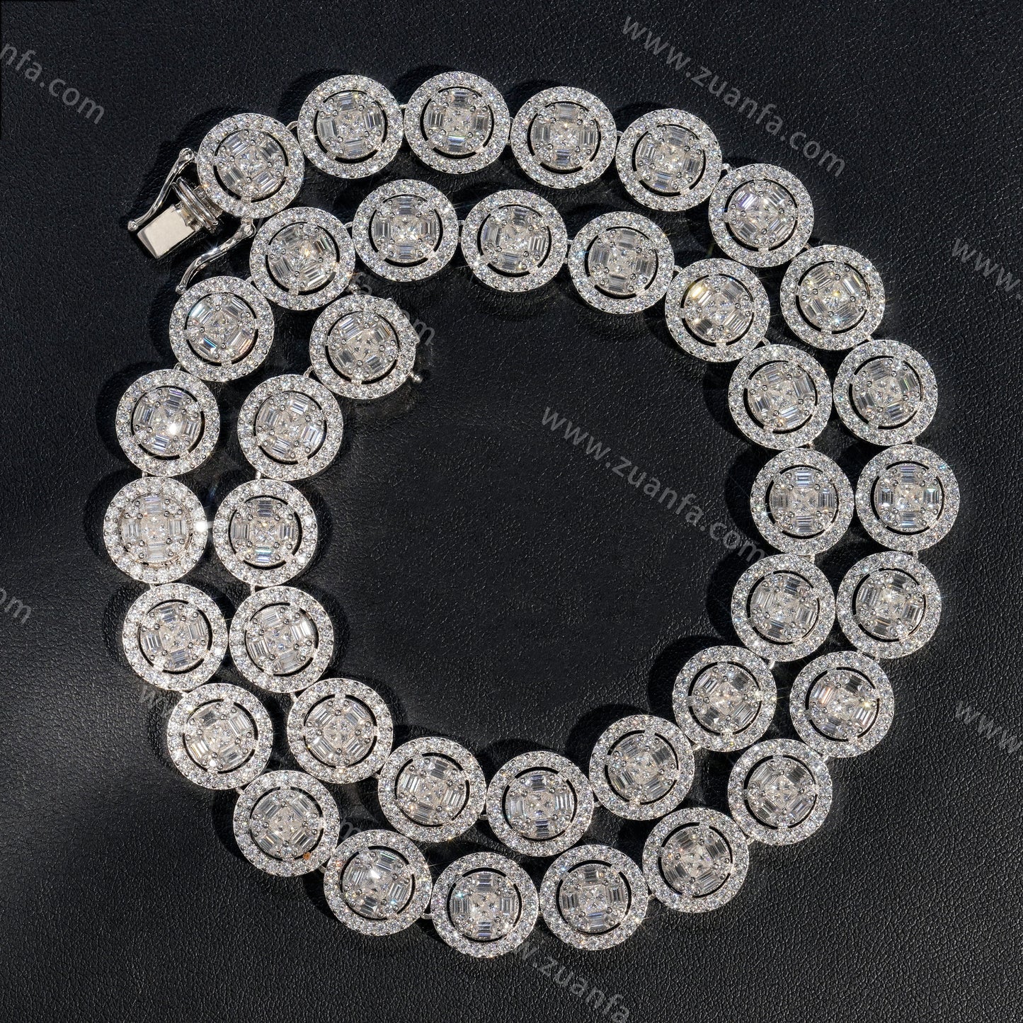 ZUANFA Sunflower 13MM Moissanite Cuban Link Chain