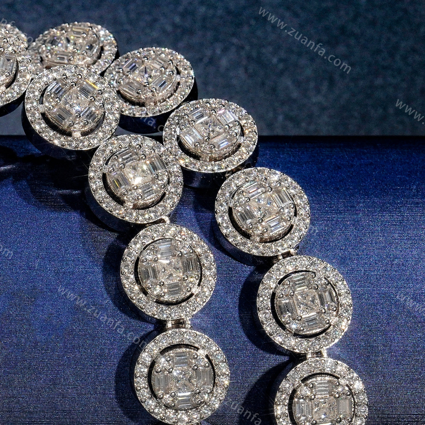 ZUANFA Sunflower 13MM Moissanite Cuban Link Chain