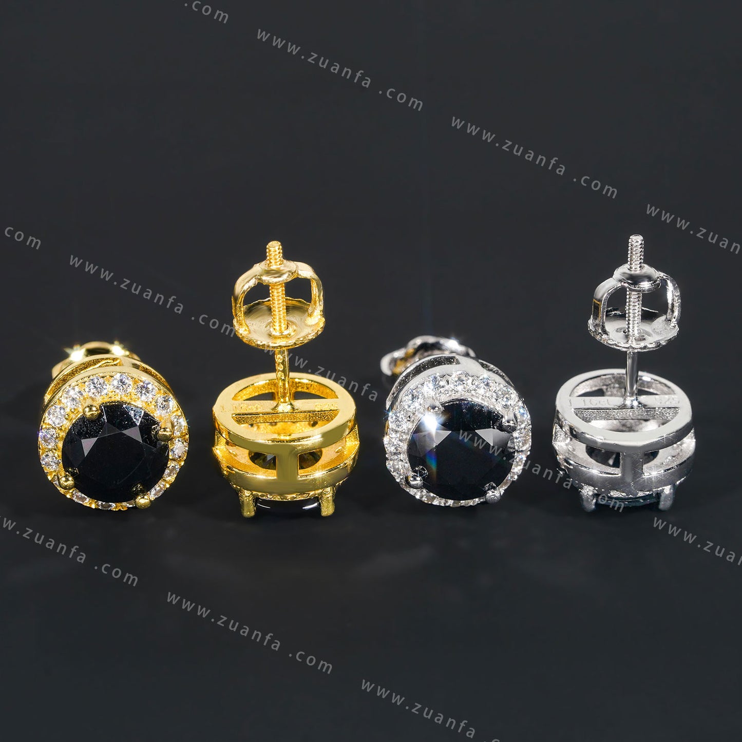 Various Color Moissanite Stud Earring 18K Gold