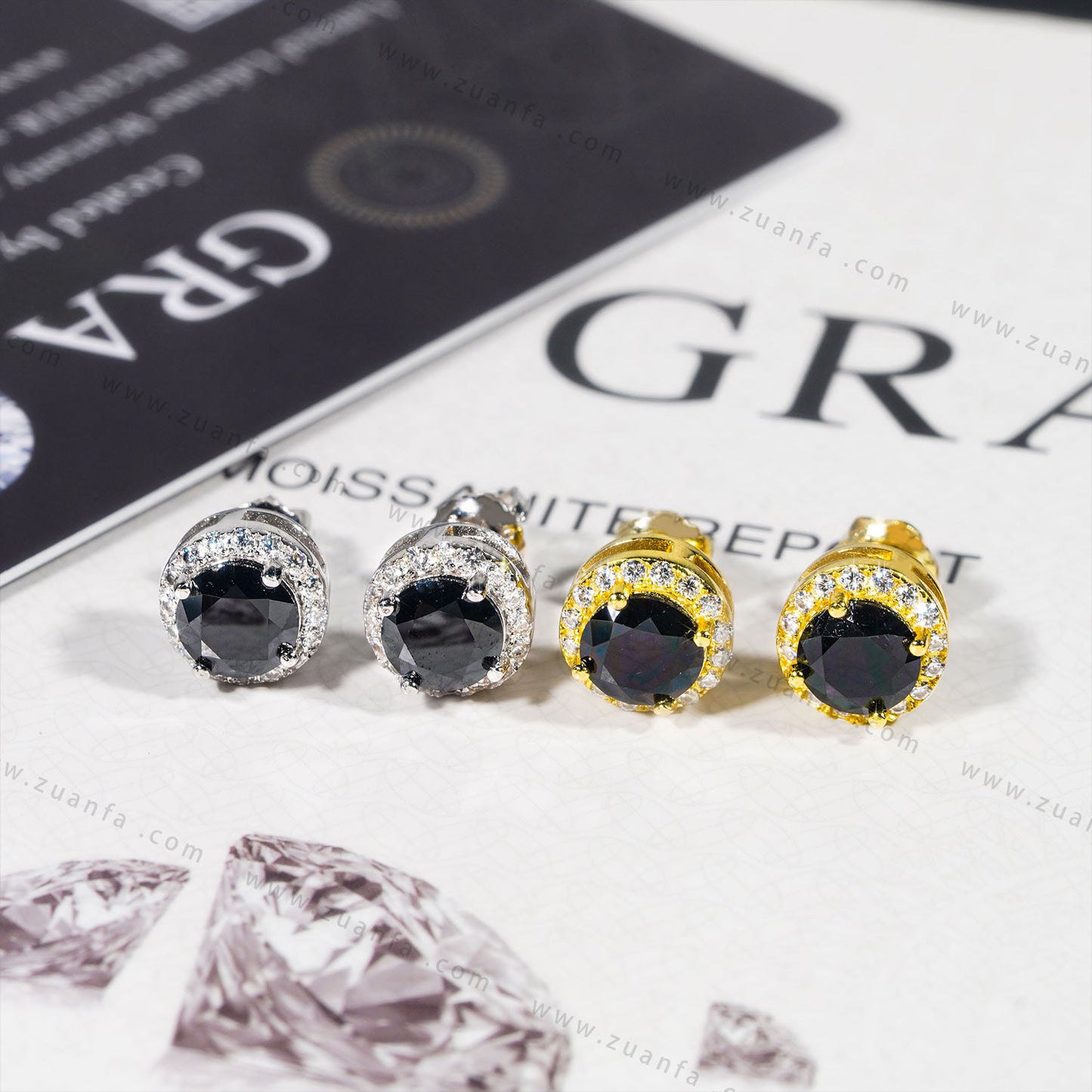 Various Color Moissanite Stud Earring 18K Gold