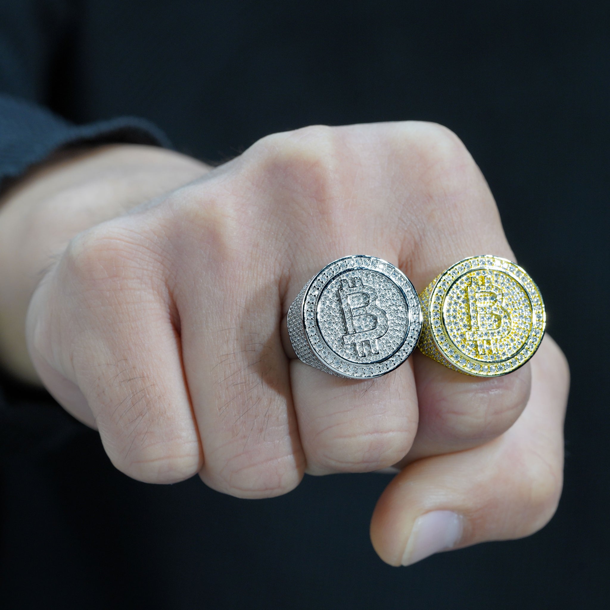 Hip hop jewelry custom moissanite diamond bitcoin ring for men – Zuanfa  Jewelry