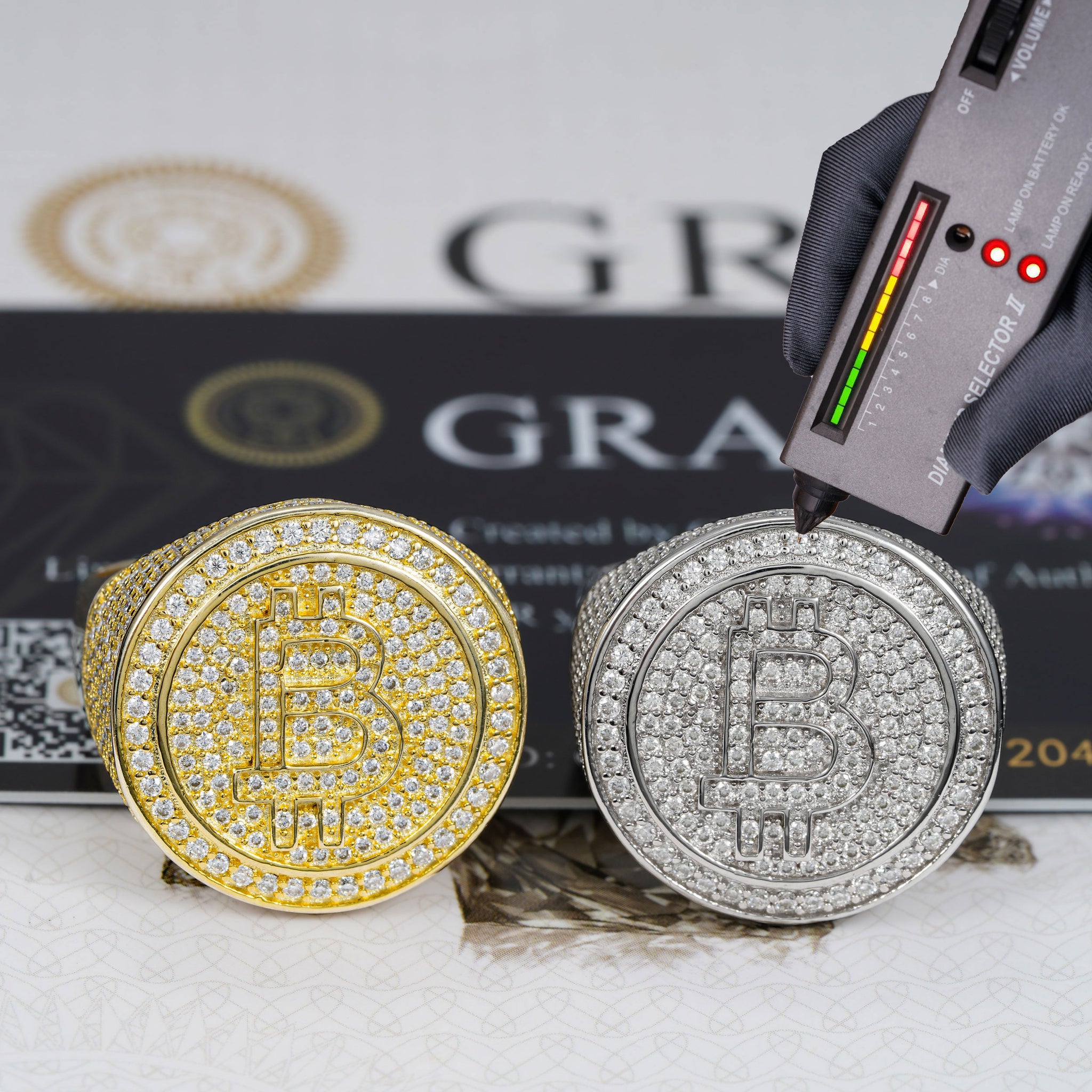 Hip hop jewelry custom moissanite diamond bitcoin ring for men – Zuanfa  Jewelry