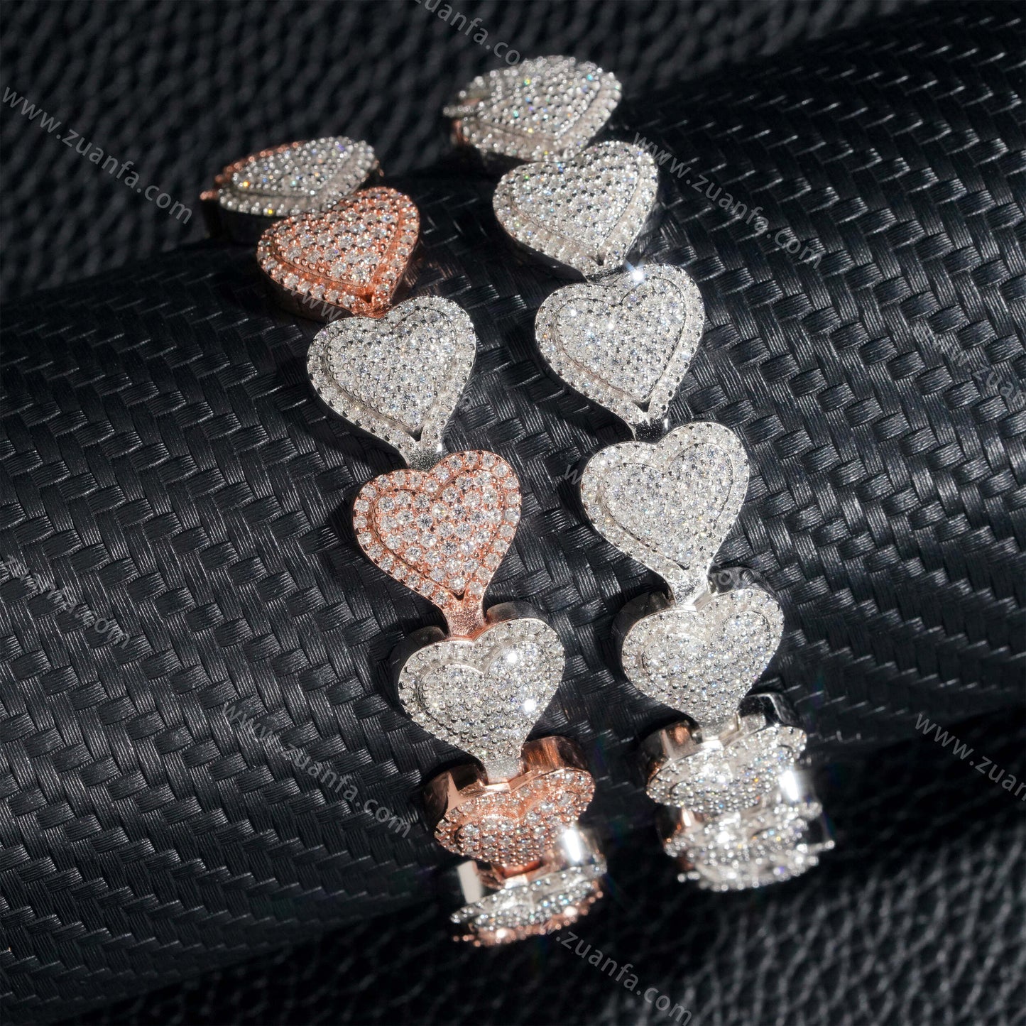Heart Shape 13MM Moissanite Cuban Link Chain
