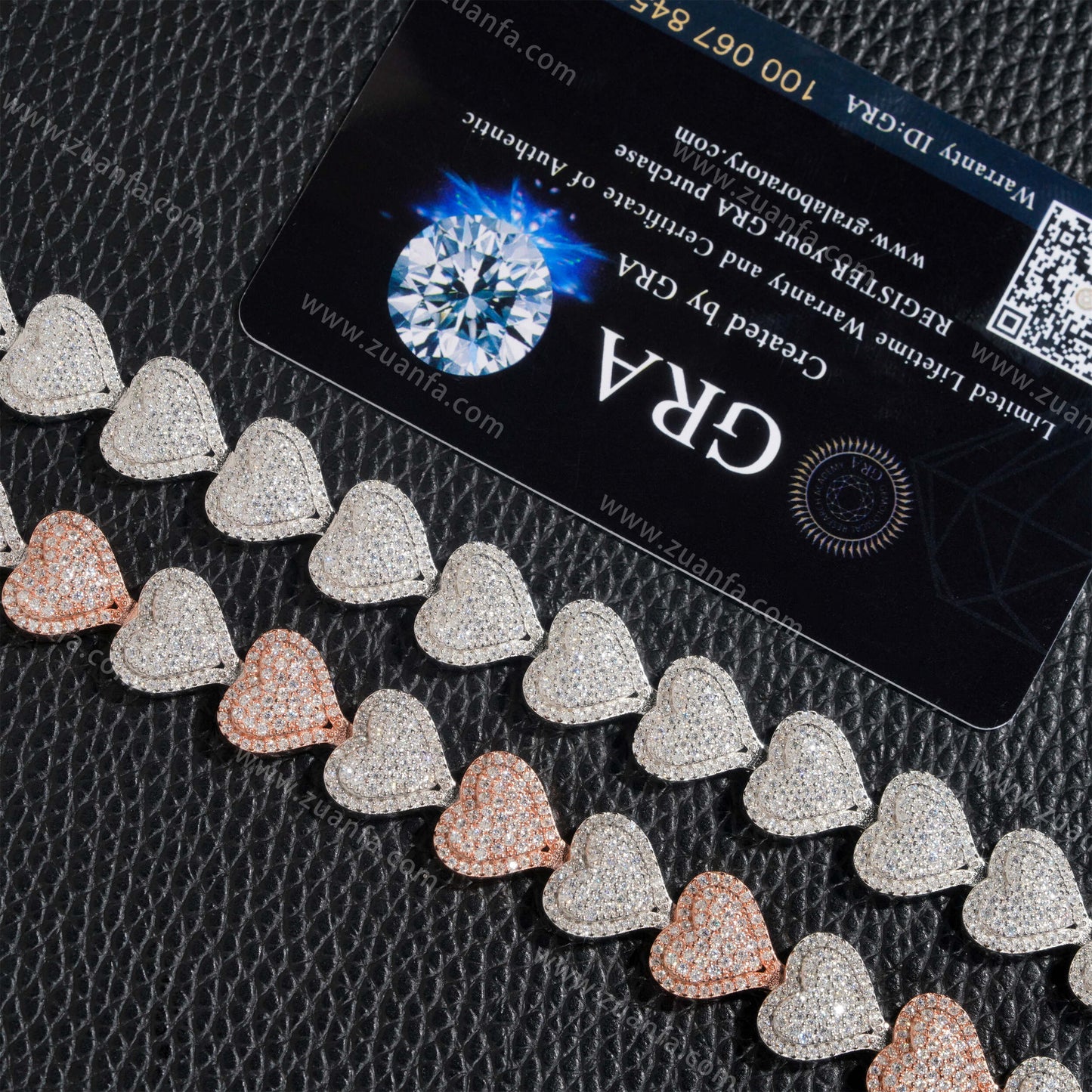 Heart Shape 13MM Moissanite Cuban Link Chain