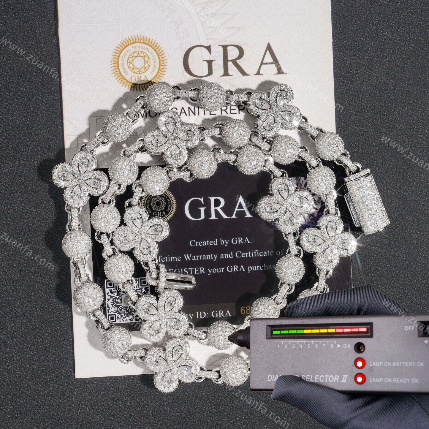 Mixed Flower 10mm Moissanite Bead Chain