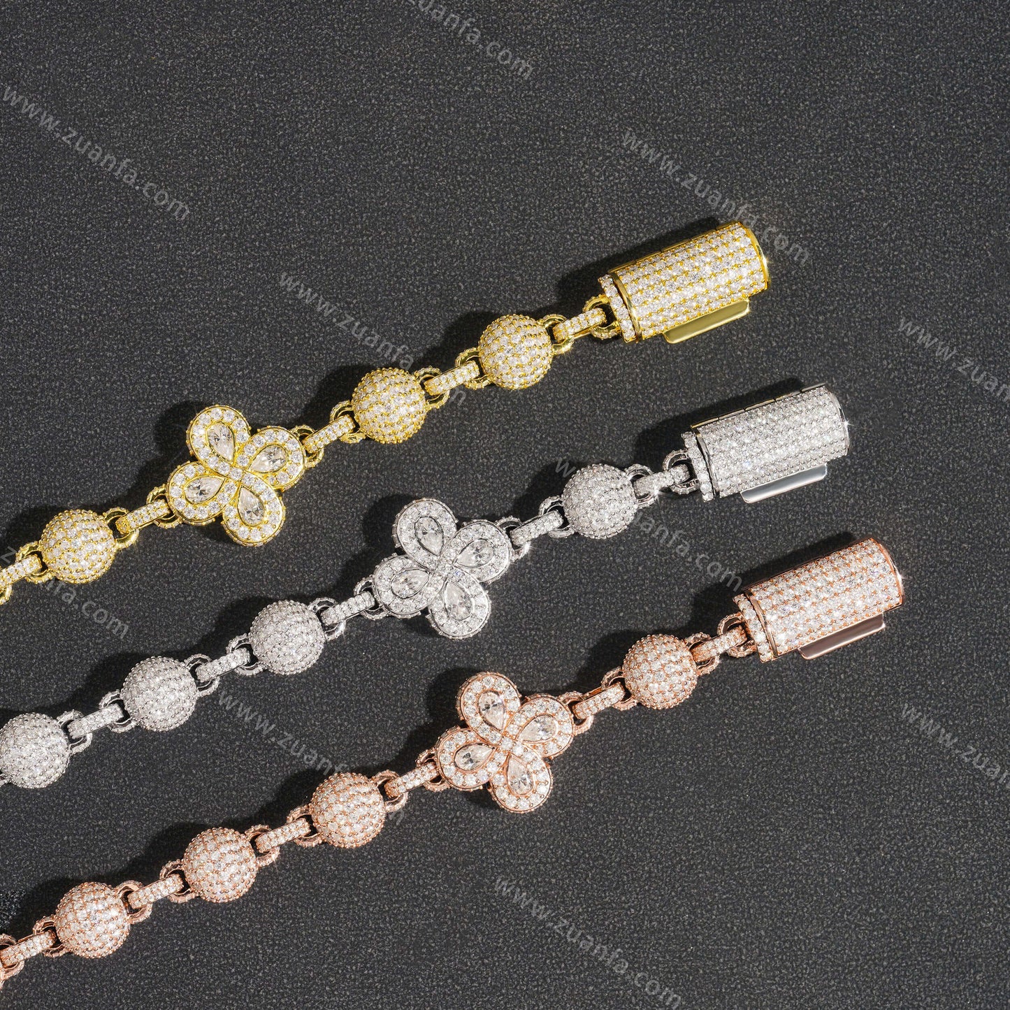 Mixed Flower 10mm Moissanite Bead Chain