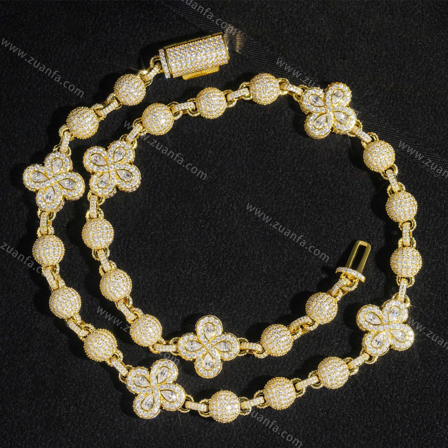 Mixed Flower 10mm Moissanite Bead Chain