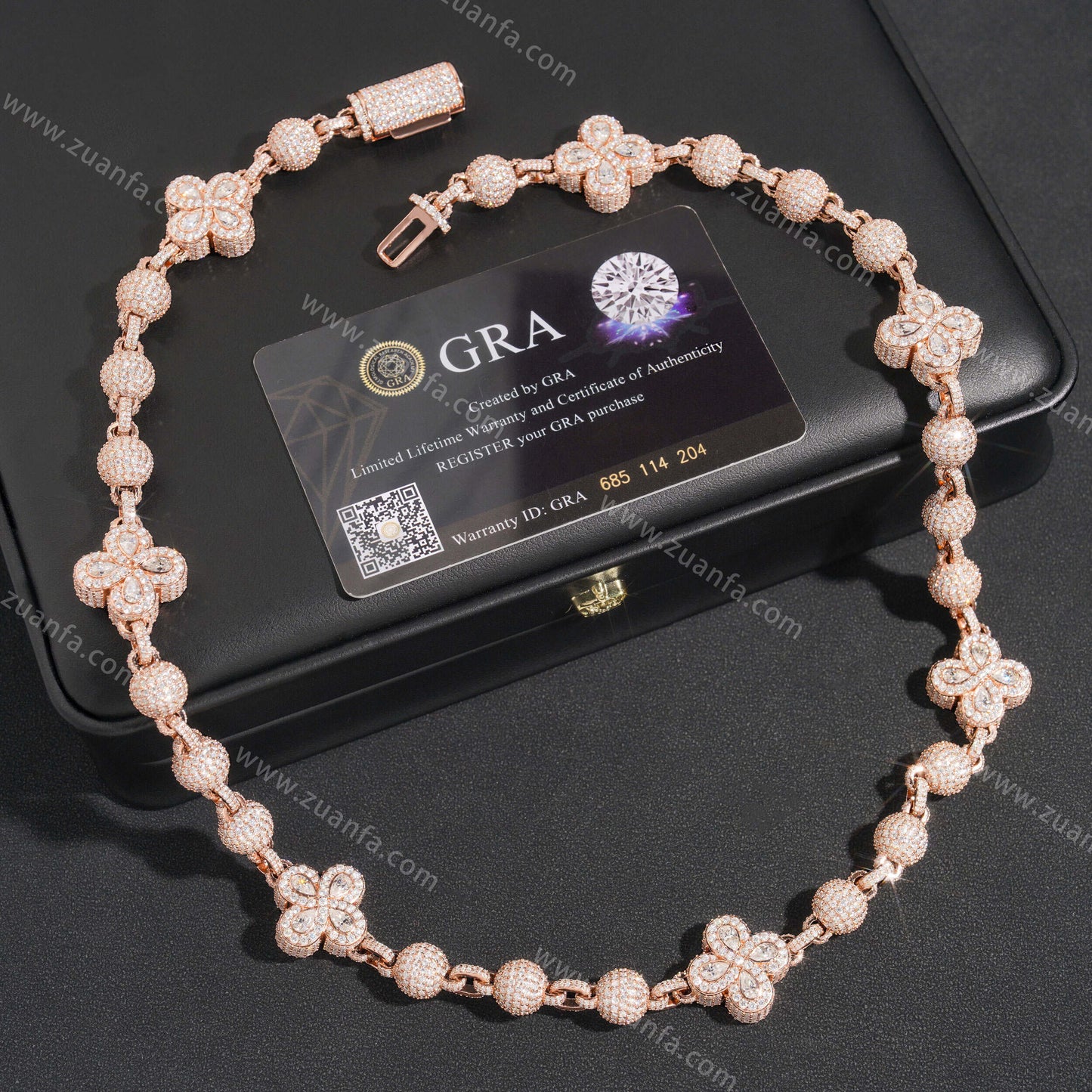 Mixed Flower 10mm Moissanite Bead Chain