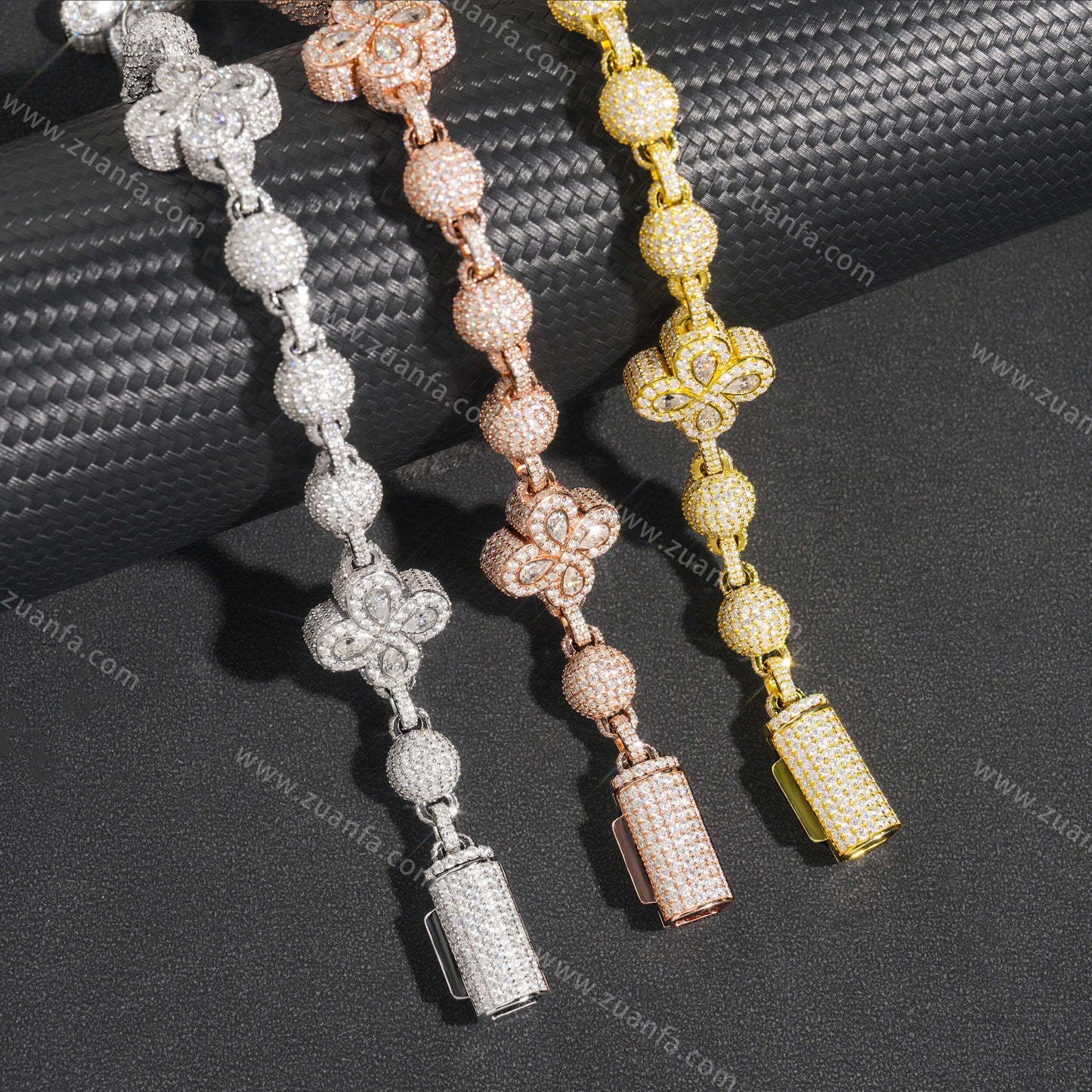 Mixed Flower 10mm Moissanite Bead Chain