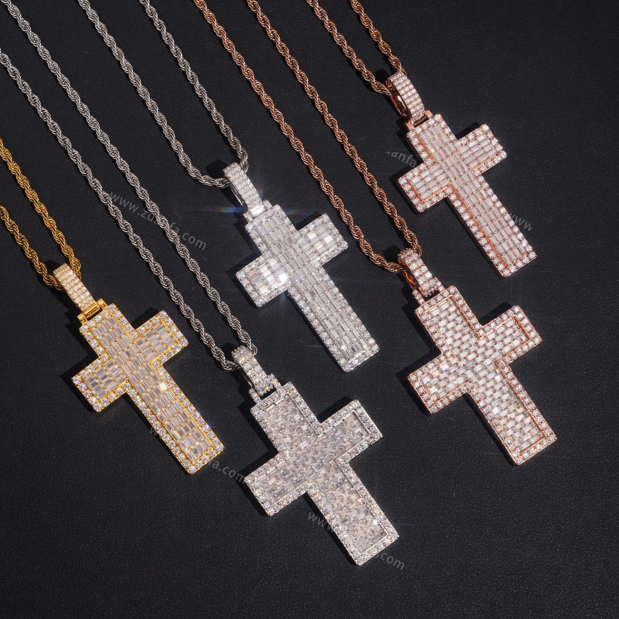 Micro Paved VVS Moissanite Cross Pendant BP2197 – Zuanfa Jewelry