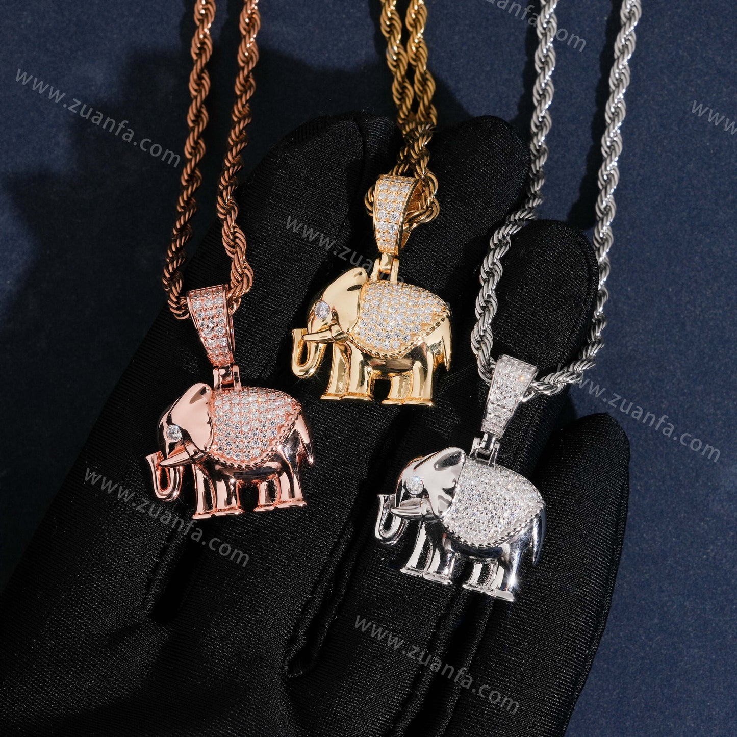 ZUANFA  Elephant Moissanite Diamond Pendant