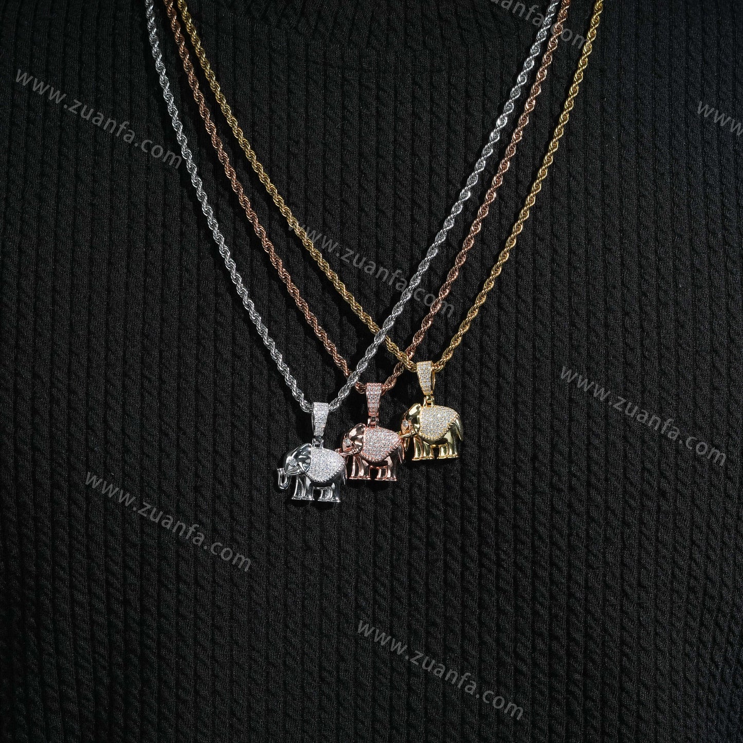 ZUANFA  Elephant Moissanite Diamond Pendant