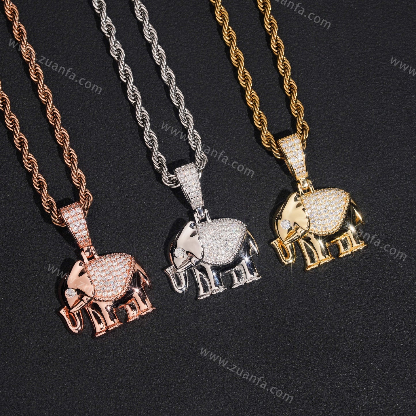ZUANFA  Elephant Moissanite Diamond Pendant