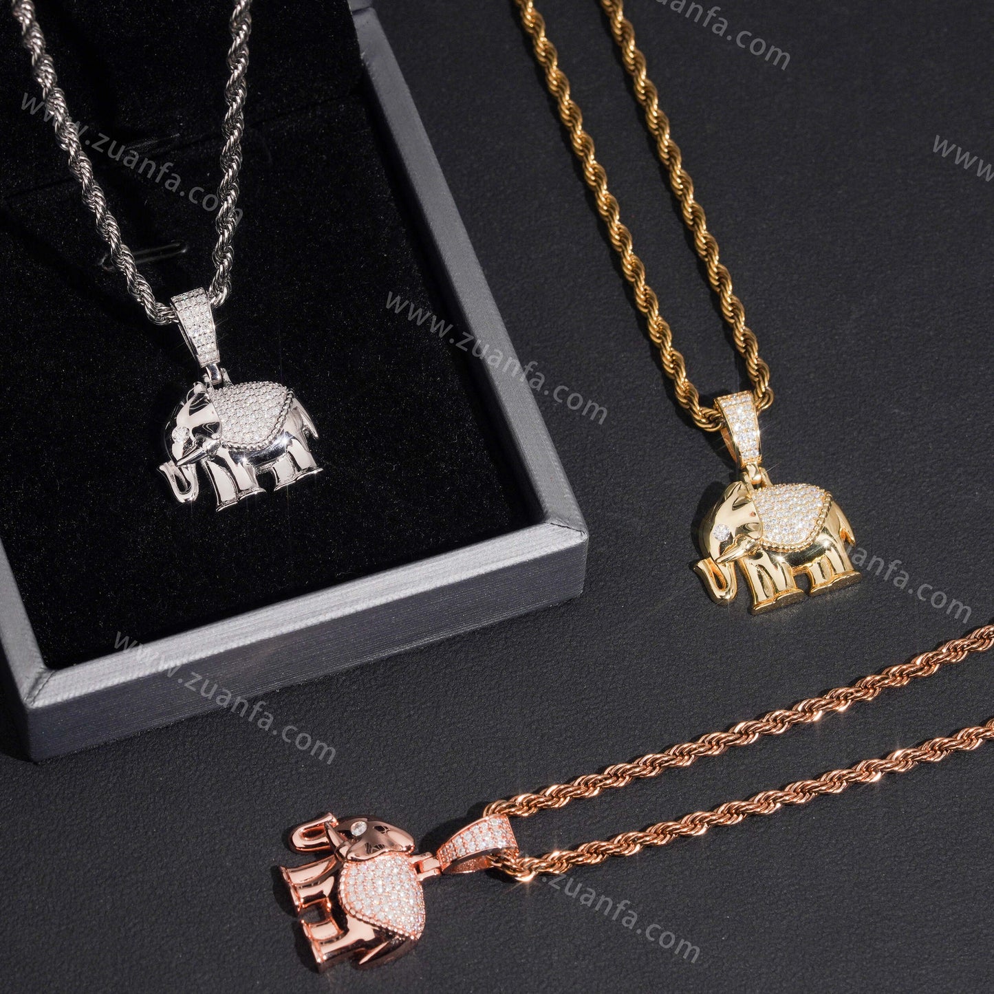 ZUANFA  Elephant Moissanite Diamond Pendant