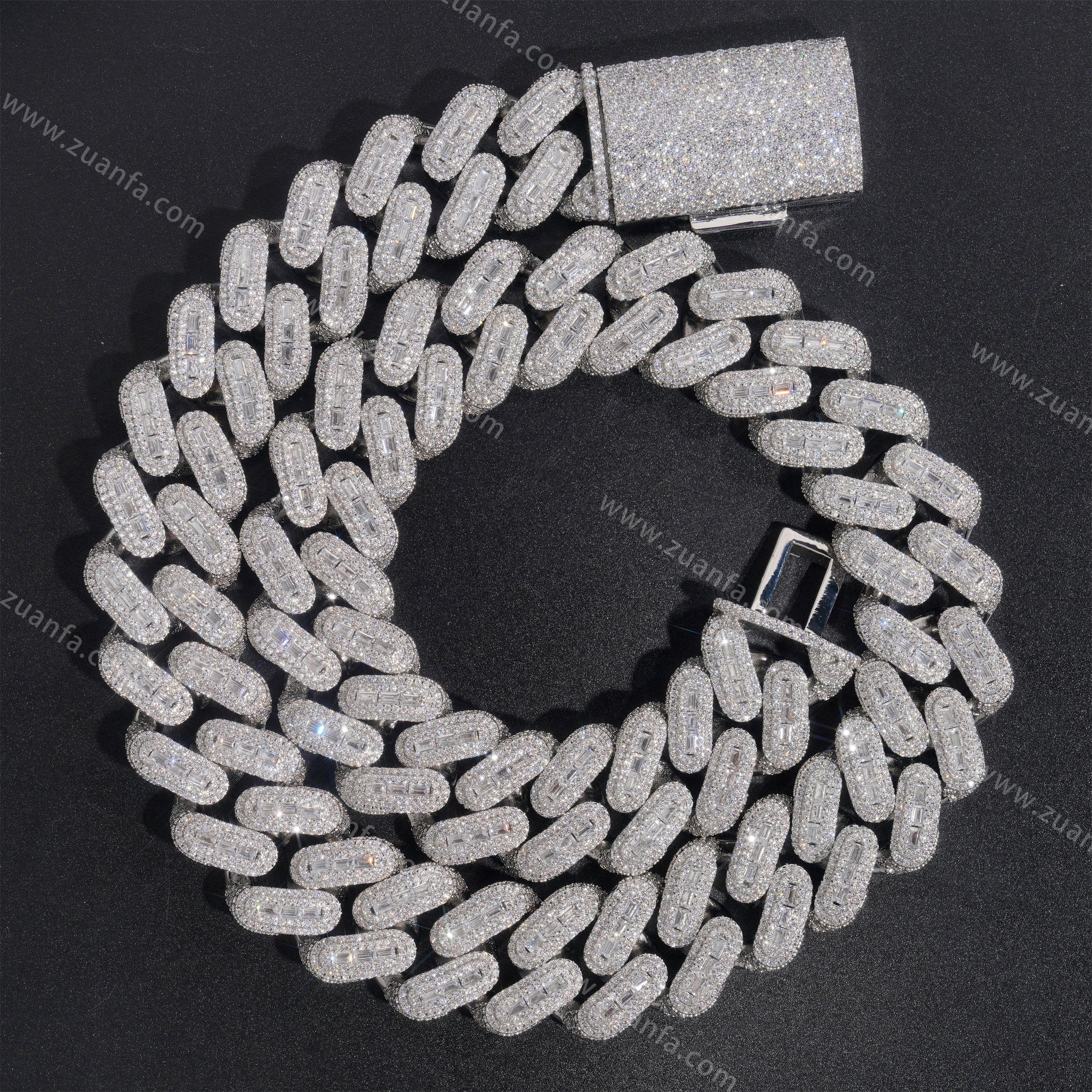 Round Shape 22MM Moissanite Cuban Link Chain – Zuanfa Jewelry Round Shape 22MM Moissanite Cuban Link Chain – Zuanfa Jewelry
