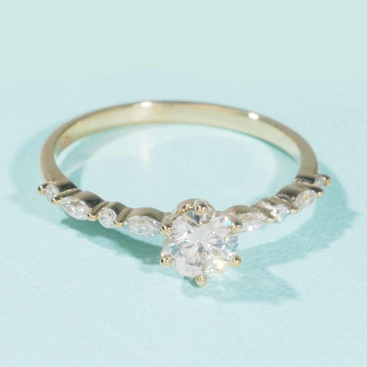 Round 0.5ct Moissanite Engagement Ring 14k Solid Gold