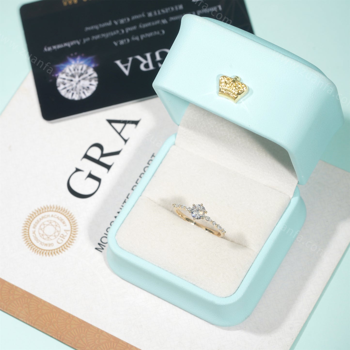 Round 0.5ct Moissanite Engagement Ring 14k Solid Gold
