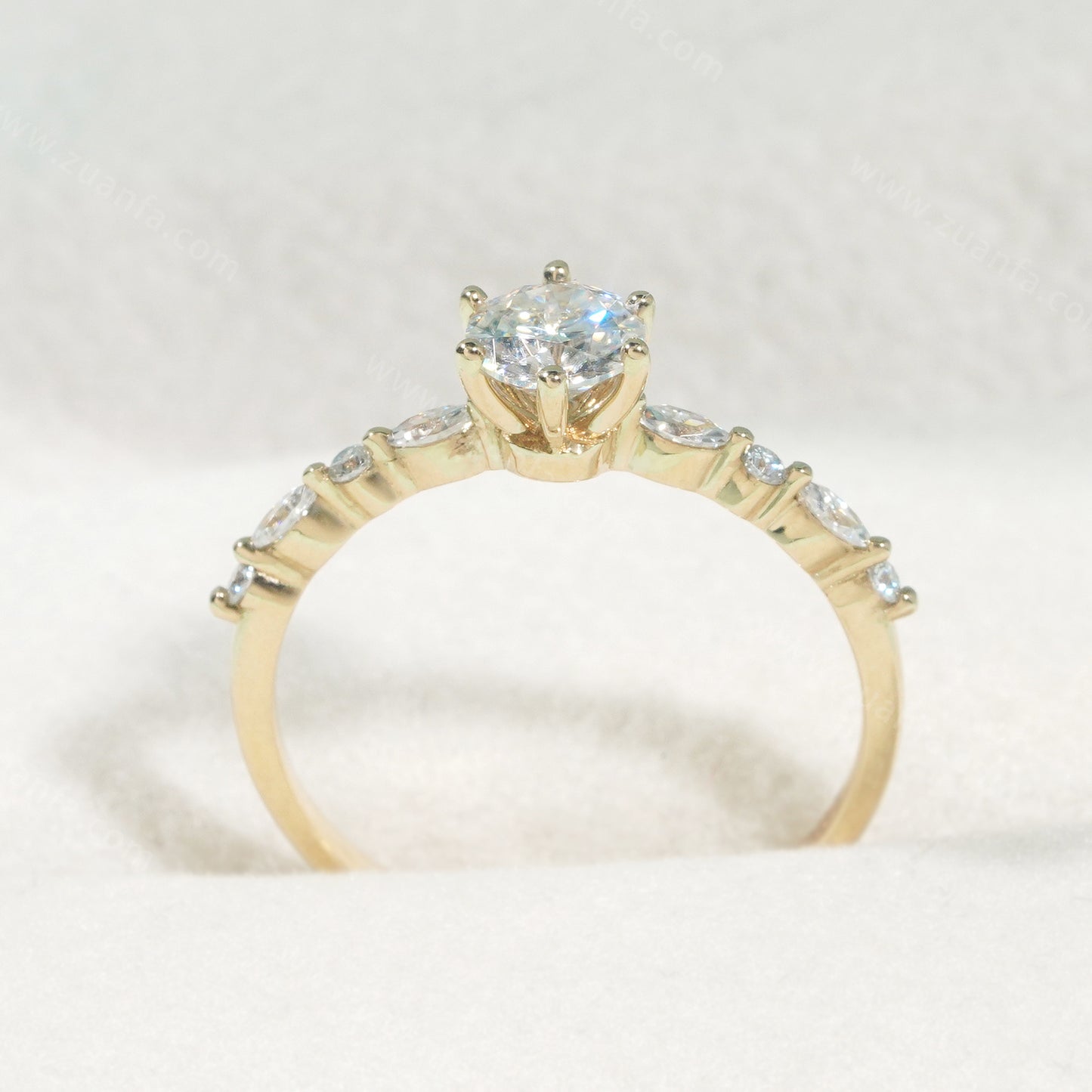 Round 0.5ct Moissanite Engagement Ring 14k Solid Gold