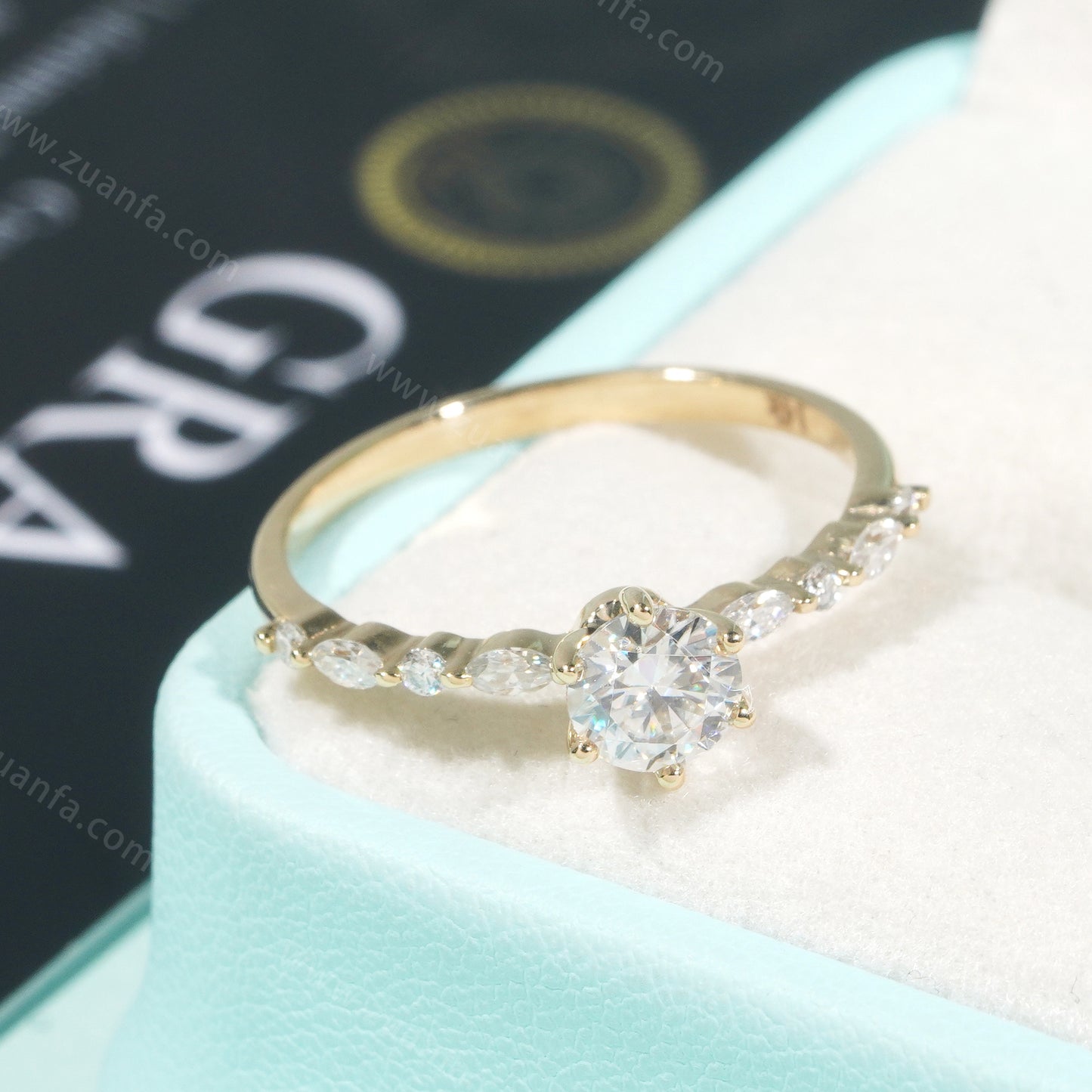 Round 0.5ct Moissanite Engagement Ring 14k Solid Gold