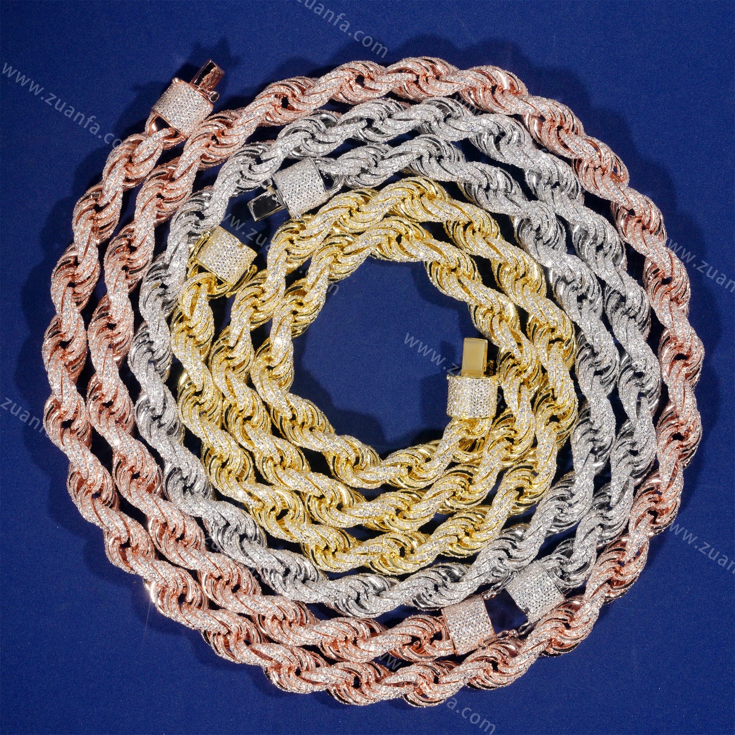 ZUANFA Fully Iced Out 10MM Moissanite Rope Chain
