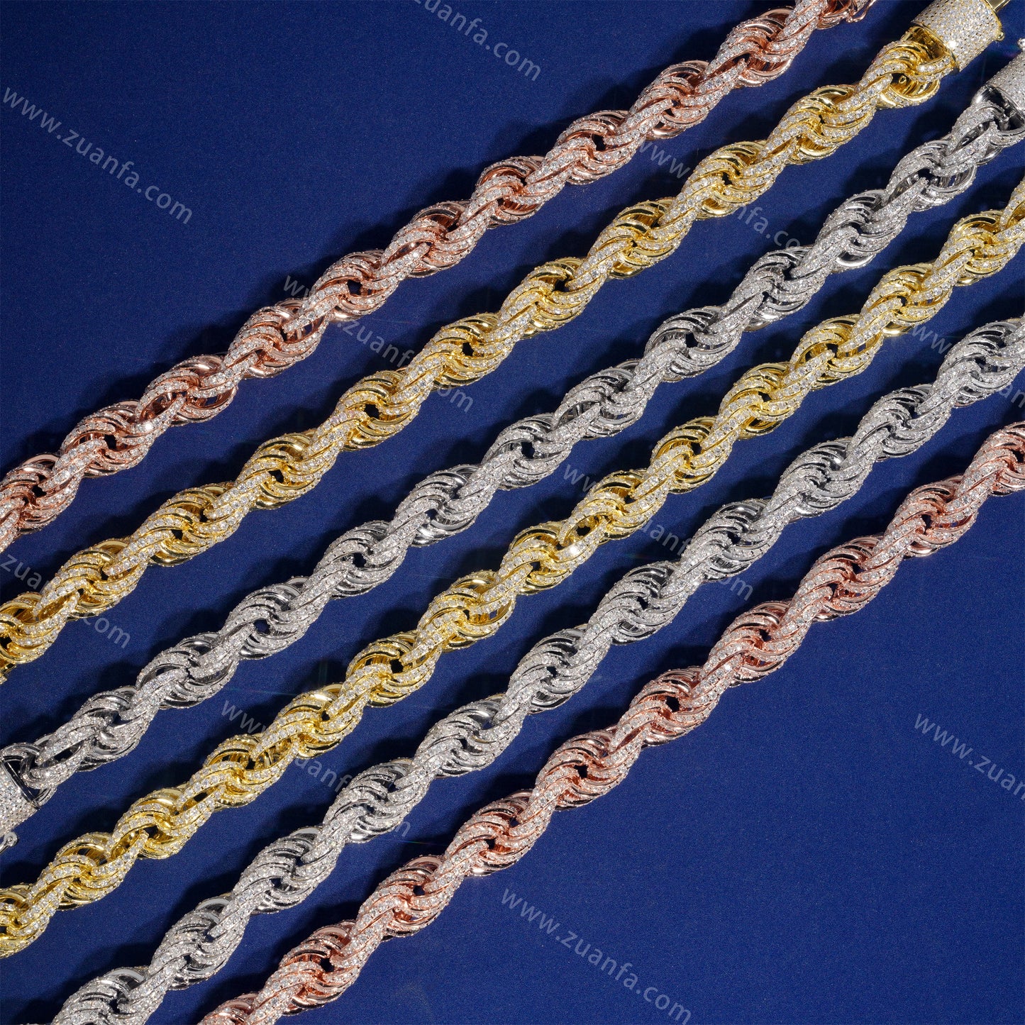 ZUANFA Fully Iced Out 10MM Moissanite Rope Chain