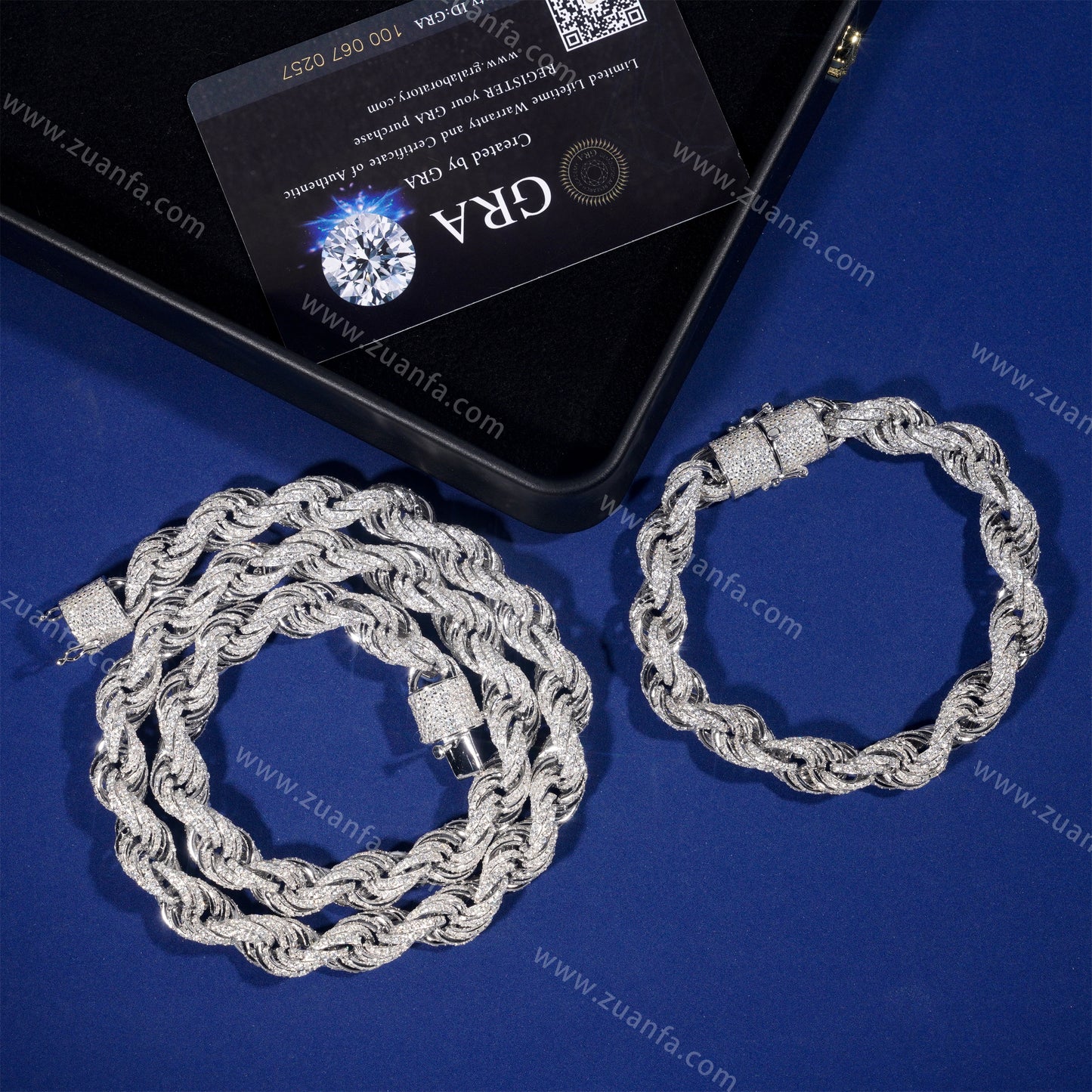 ZUANFA Fully Iced Out 10MM Moissanite Rope Chain