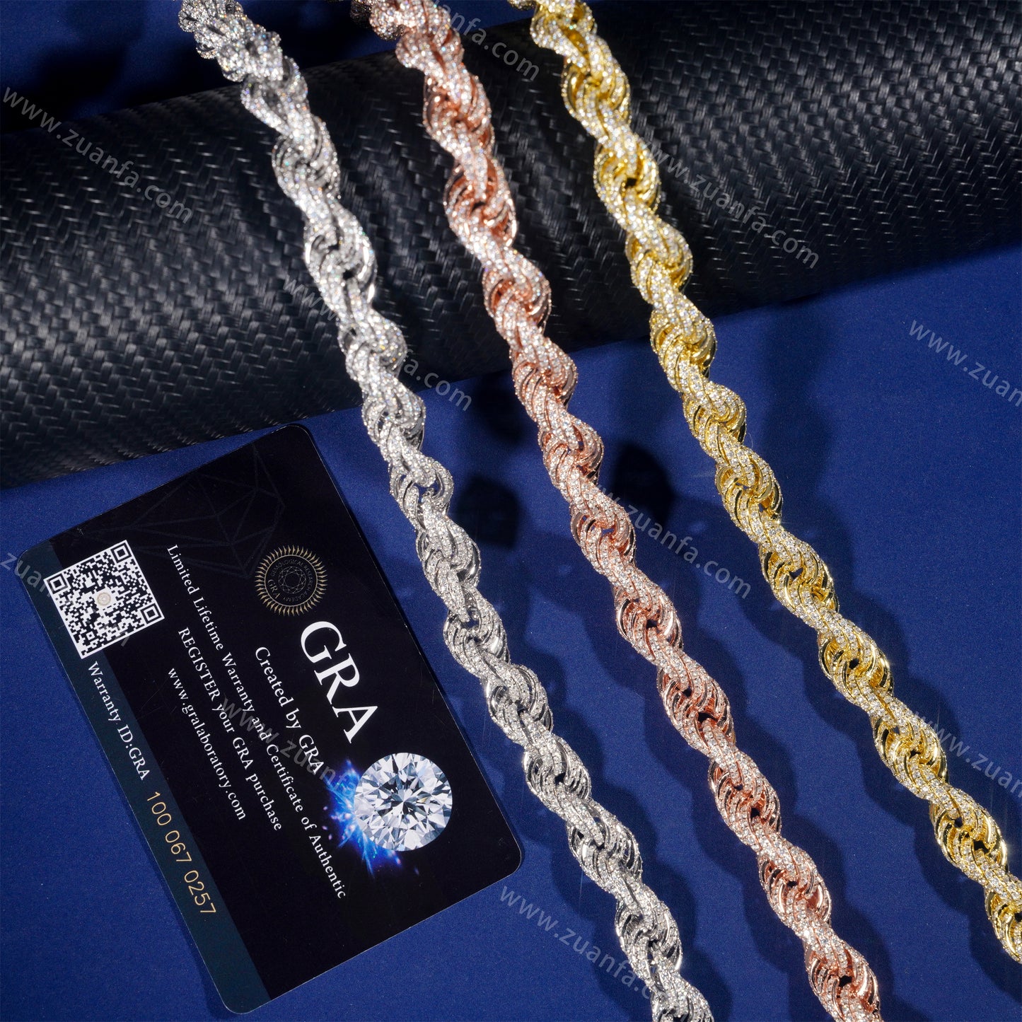 ZUANFA Fully Iced Out 10MM Moissanite Rope Chain