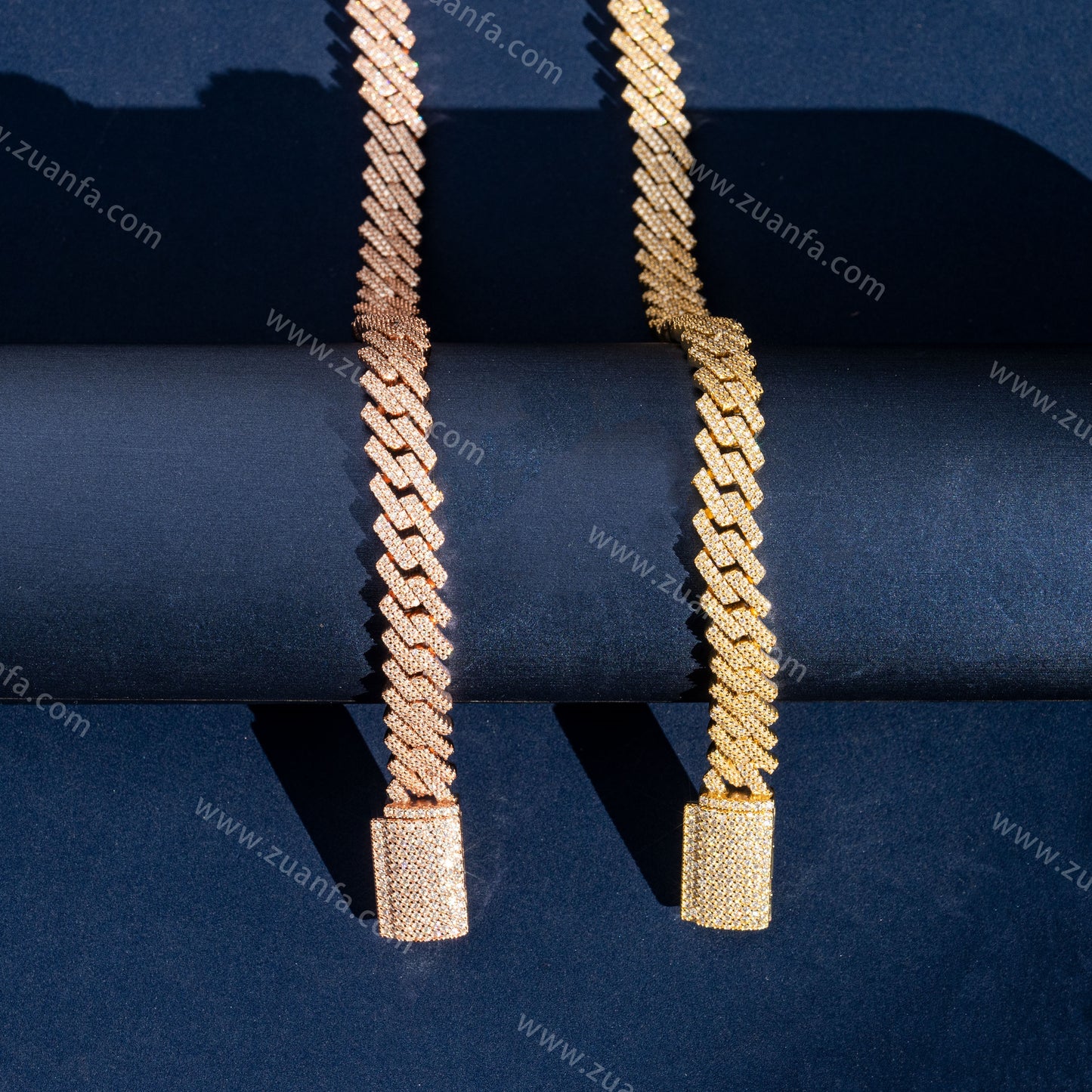 Straight Two Row 8mm Moissanite Cuban Link Chain