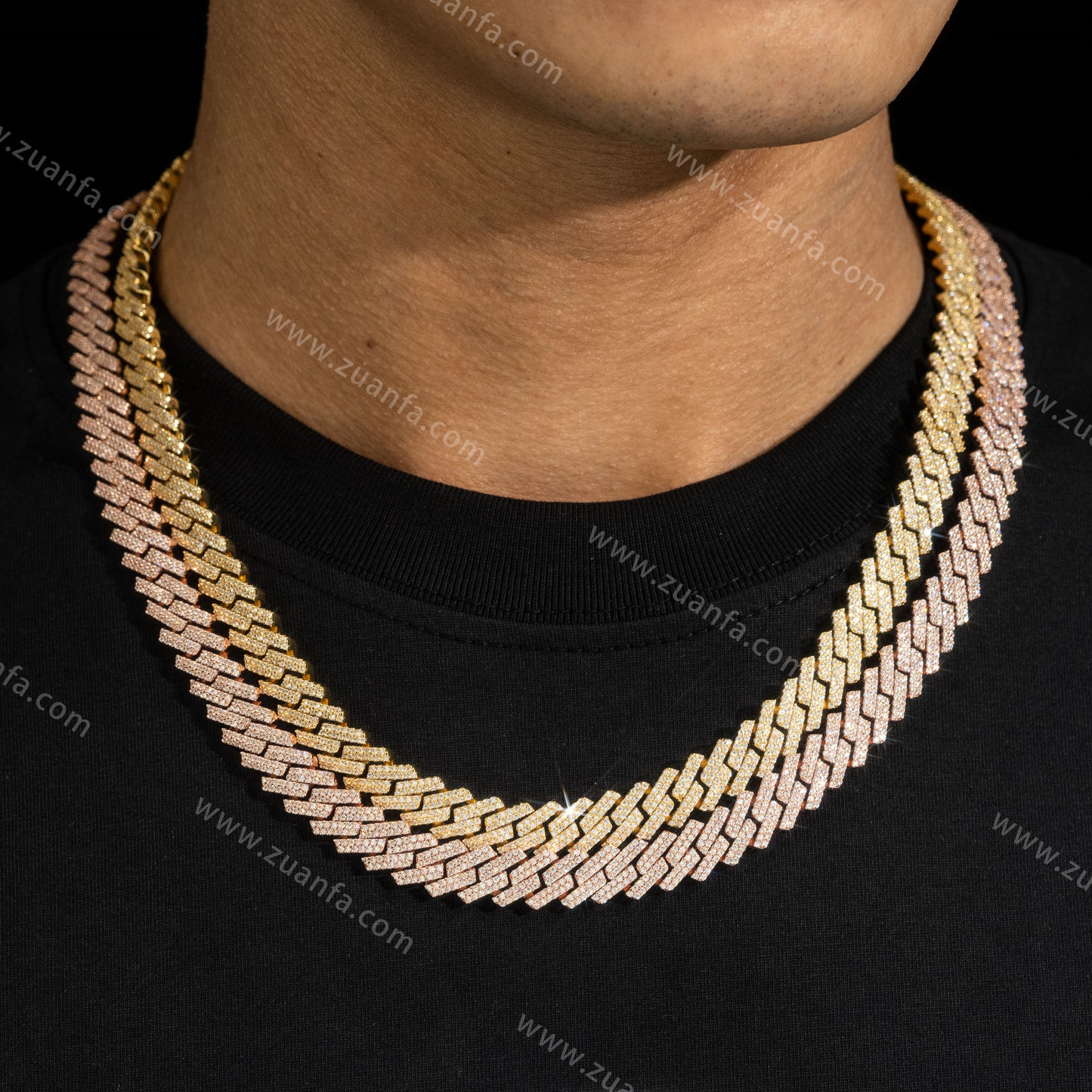 Straight Two Row 8mm Moissanite Cuban Link Chain
