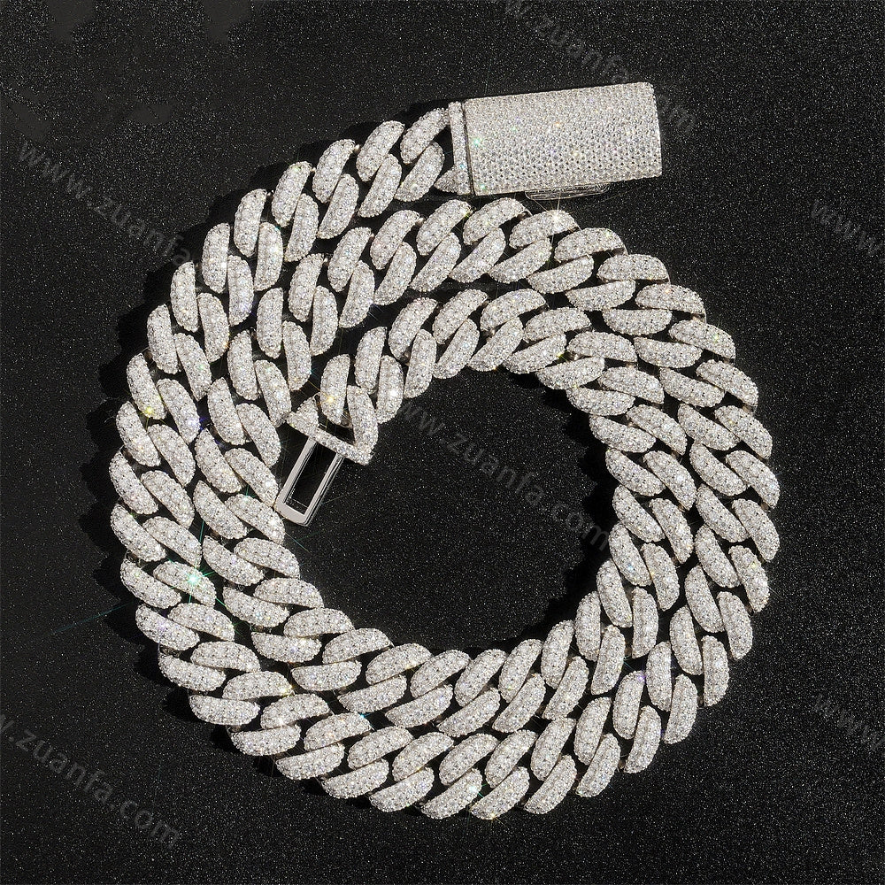 Moon Shape 13MM Moissanite Cuban Link Chain