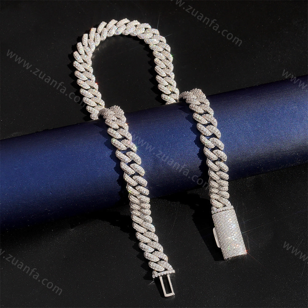 Moon Shape 13MM Moissanite Cuban Link Chain