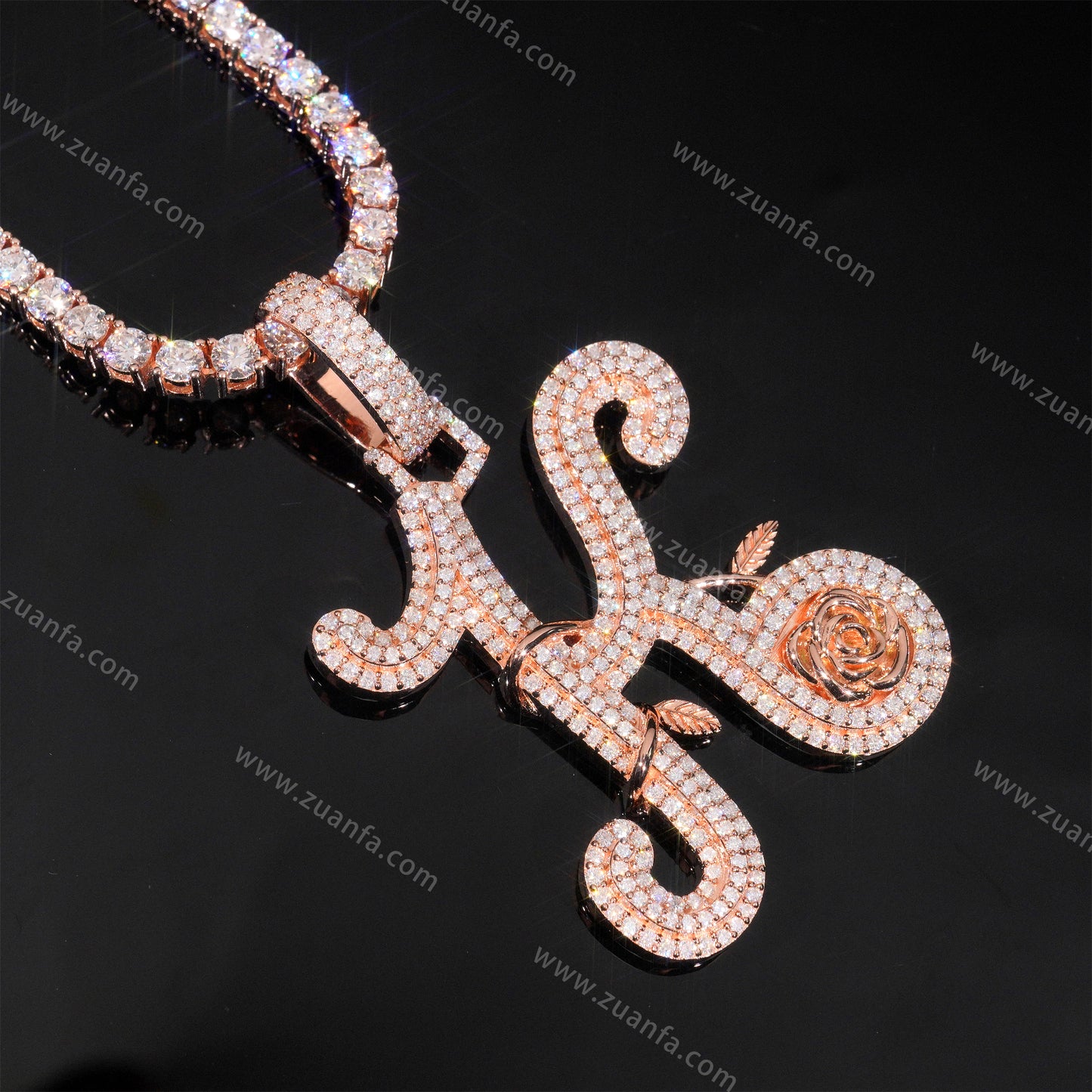 Custom Letter K Moissanite Pendant