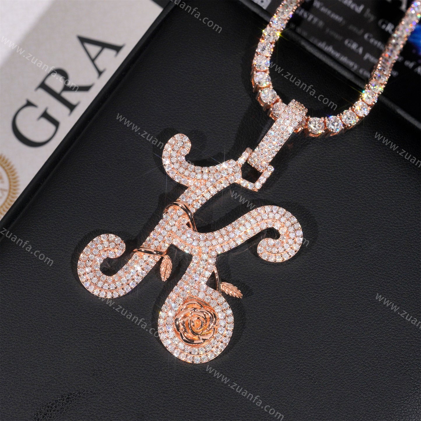 Custom Letter K Moissanite Pendant