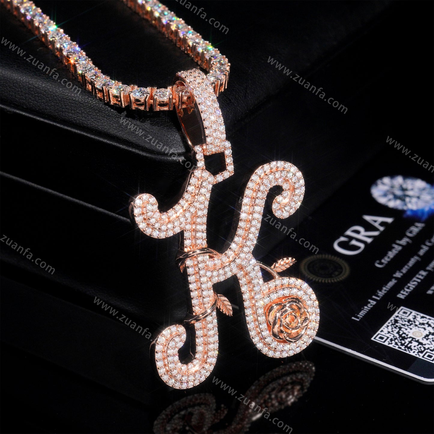 Custom Letter K Moissanite Pendant